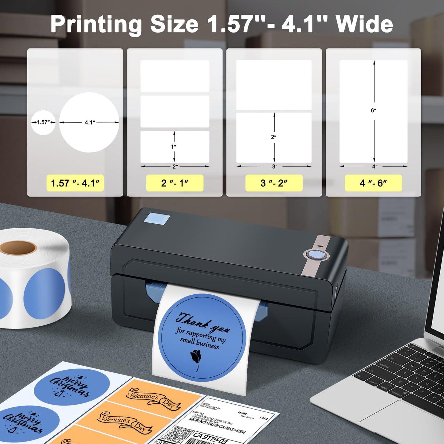 JADENS Wireless 4x6 Bluetooth Label Printer
