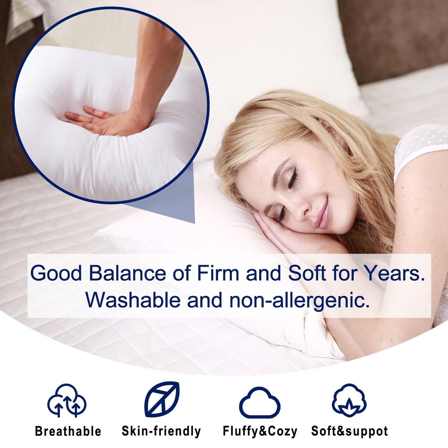 HITO 18x18 Pillow Inserts (Set of 4, with Pillow Covers Beige)-Down Alternative Throw Pillows White for Couch Bed Sofa