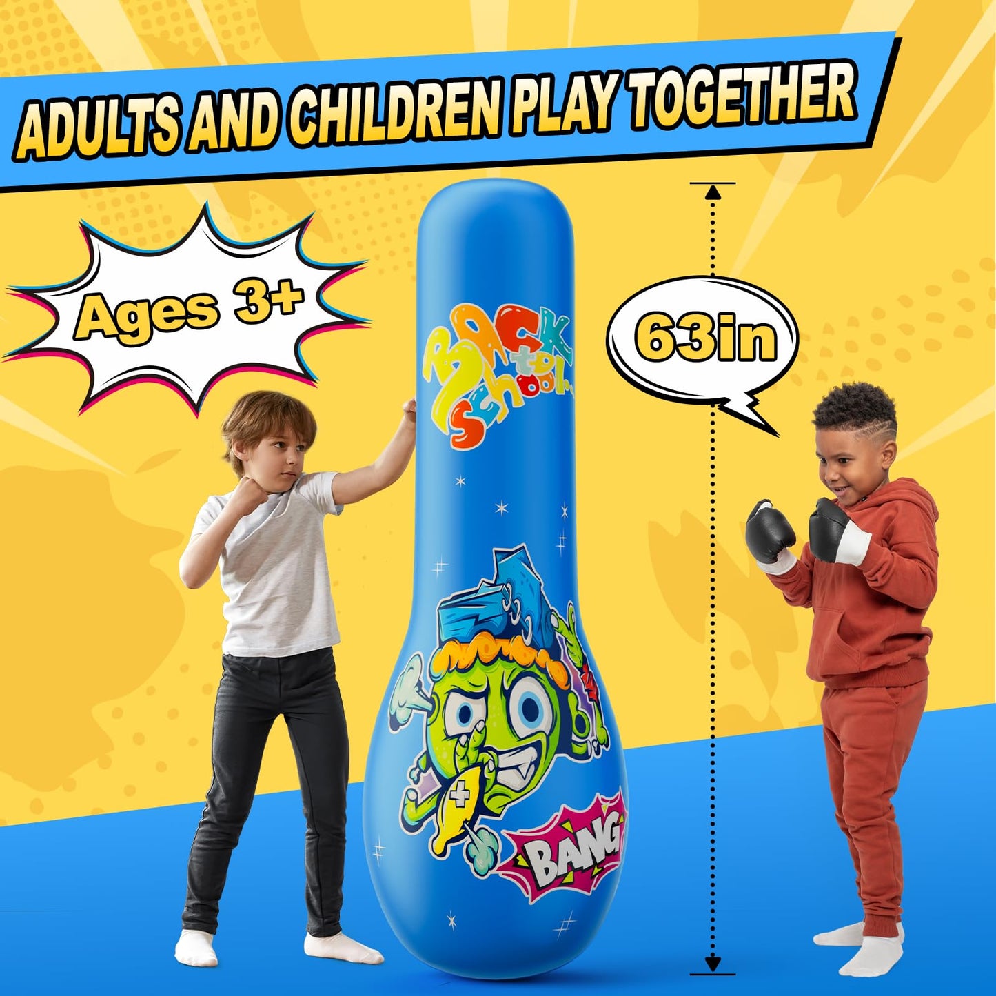 Inflatable Kids Punching Bag for Ages 3-12