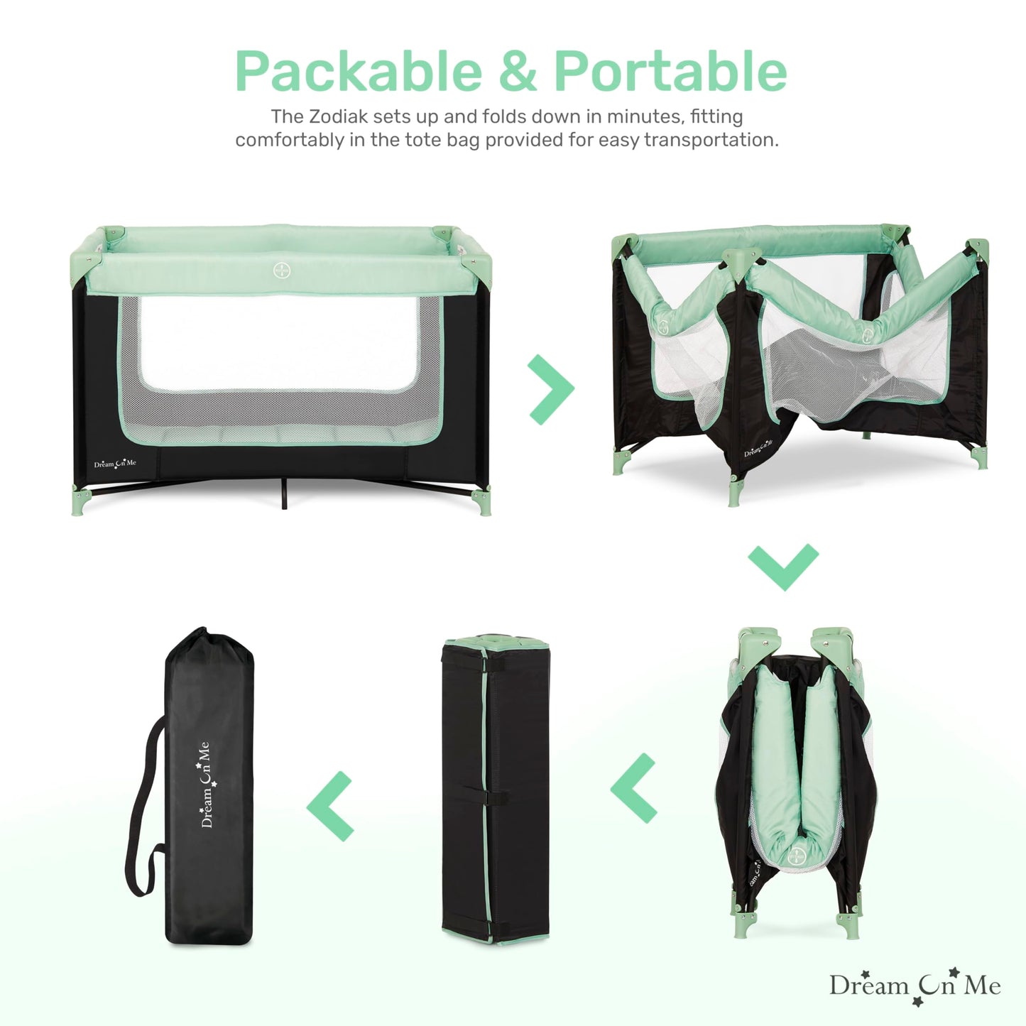 Dream On Me Zodiak Portable Baby Playard in Mint