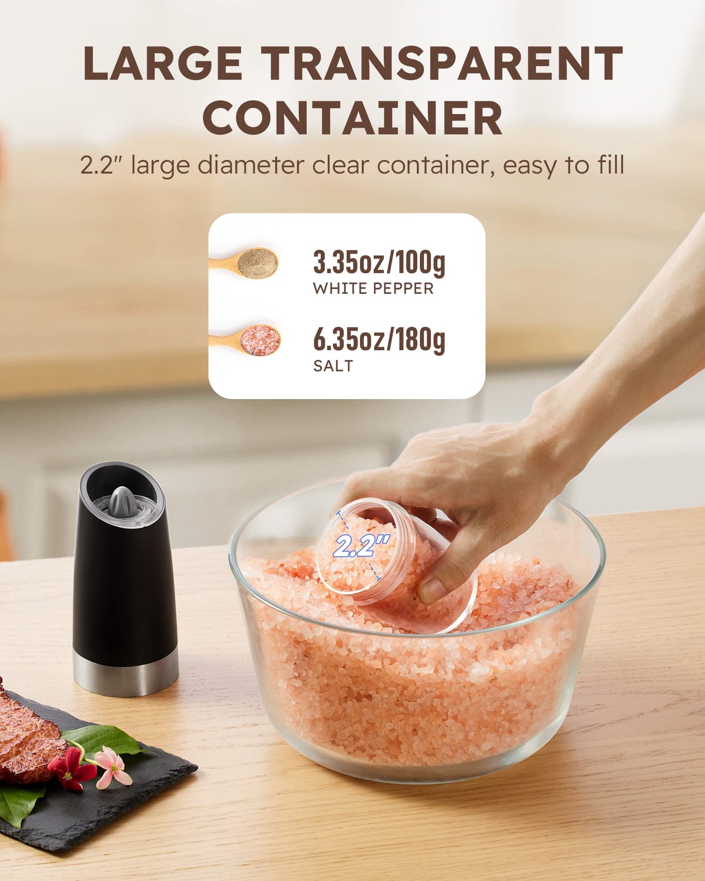 Electric Salt and Pepper Grinder Set with Light