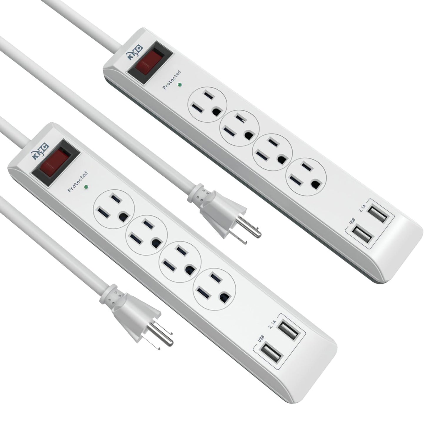 2 Pack KMC Surge Protector Power Strip with USB