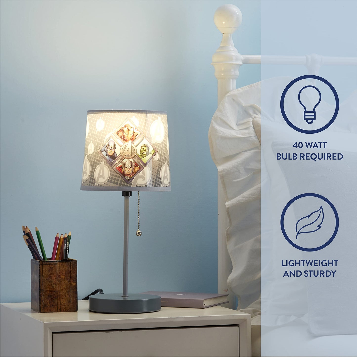 Avengers Kids Table Lamp with Decorative Shade