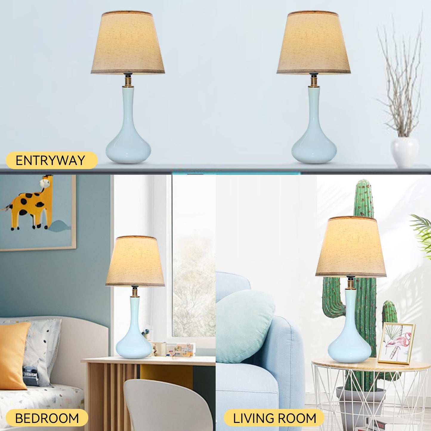 2 Pack Modern Ceramic Table Lamps with Bulbs