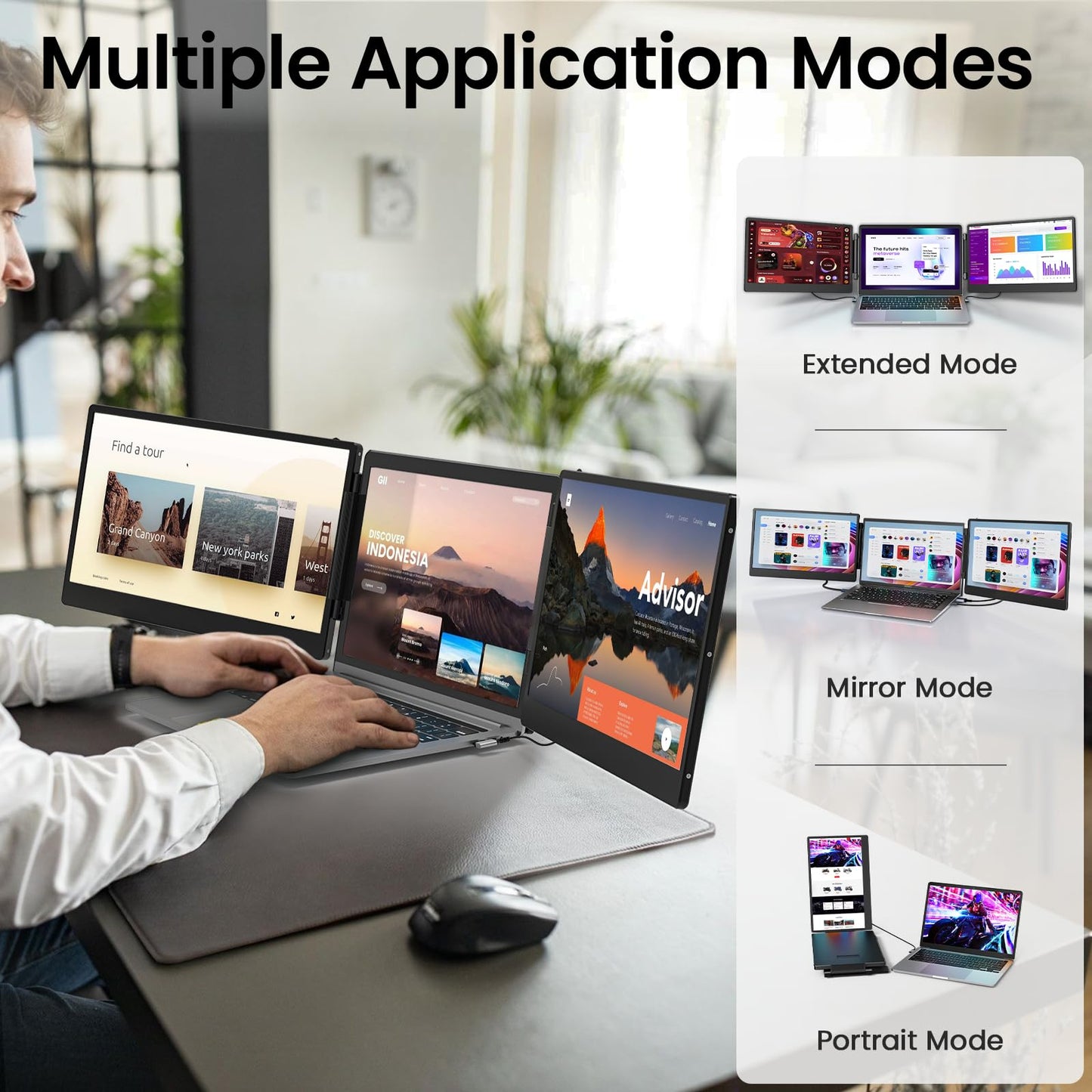 14" FHD Laptop Screen Extender Dual Monitors