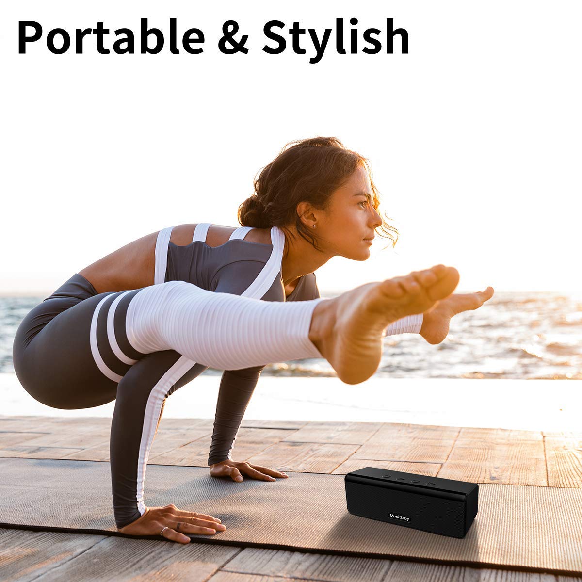 Bluetooth Speaker,MusiBaby Speaker,Waterproof,Outdoor,Speakers Bluetooth Wireless Loud with Stereo,Booming Bass,Dual Pairing,24H Play,Portable Speaker Bluetooth for Home,Hiking,Gifts,Black