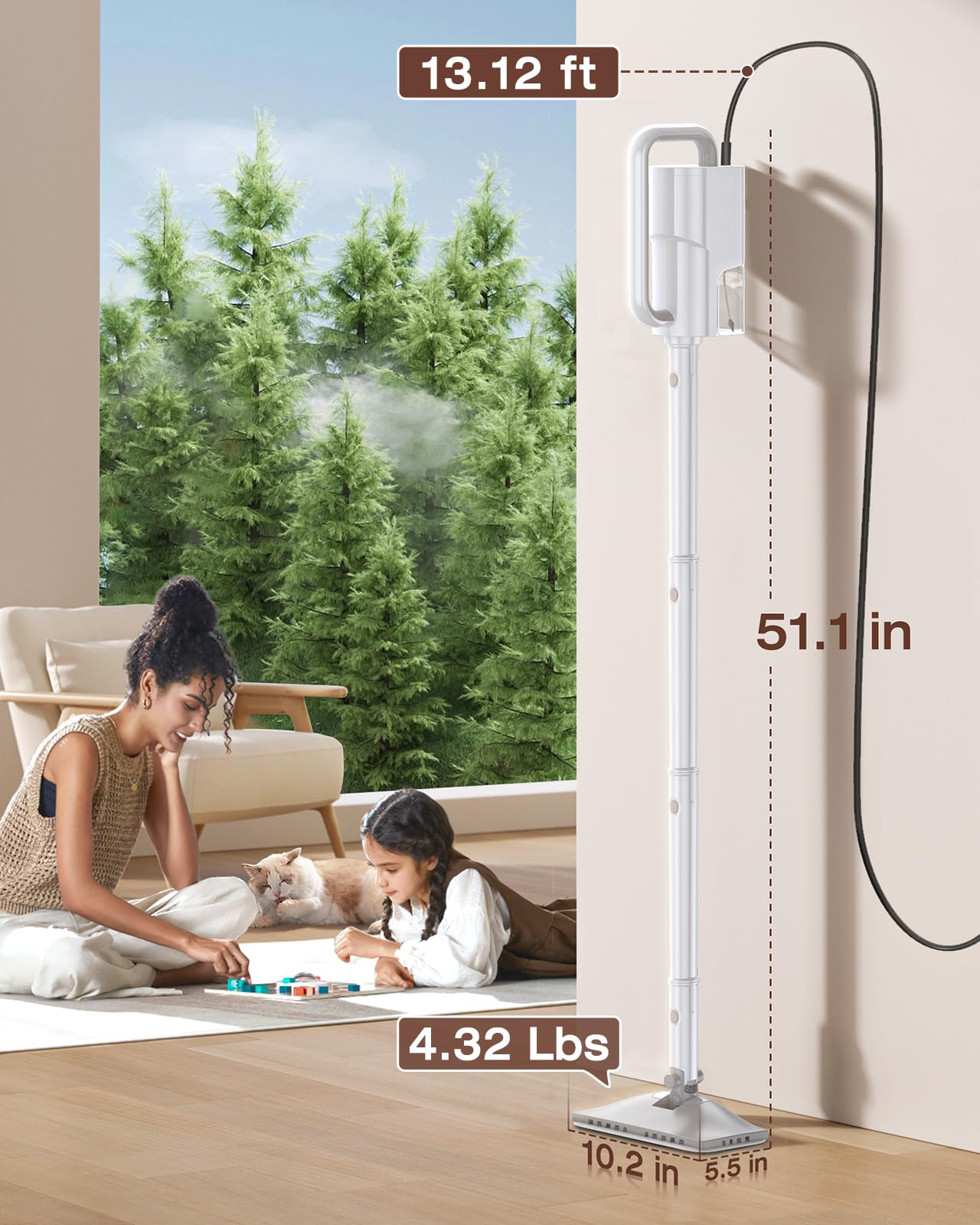 LABIGO 10-in-1 Steam Mop with Detachable Handheld Steamer, 350ml Tank, 10s Heat-Up, 248°F Steam Cleaner, 2-Level Control and Swivel Head for Floors, Carpets, Tiles, BBQ grill and Multi-Surface