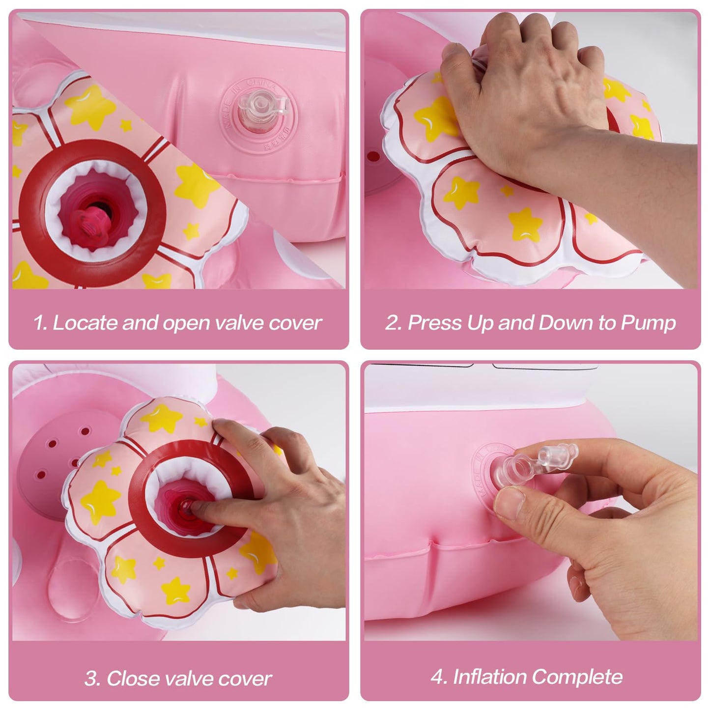 Inflatable Baby Seat with Built-in Pump - Pink