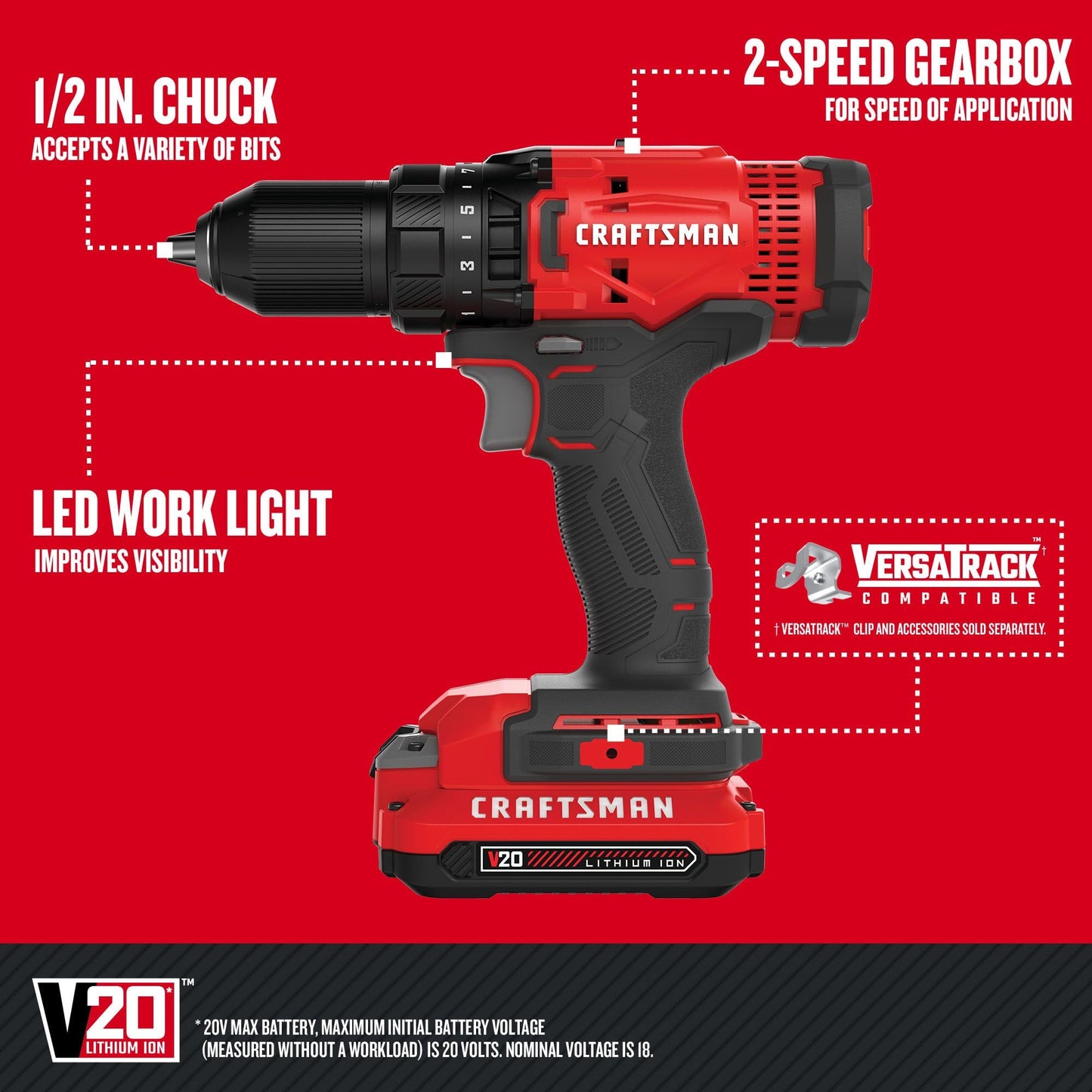 Craftsman V20 Cordless Drill/Driver Kit with Battery