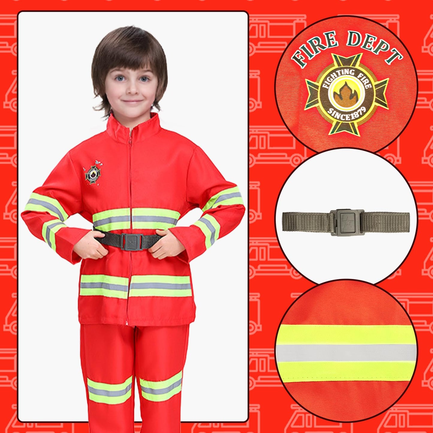 Boys Dress Up Costumes for Play, Kids Role Play Dress Up Clothes for 3-6 Years Old Play, 3 in 1 Set Police Officer/Firefighter/Doctor Costume for Kids Boys Halloween Pretend Play