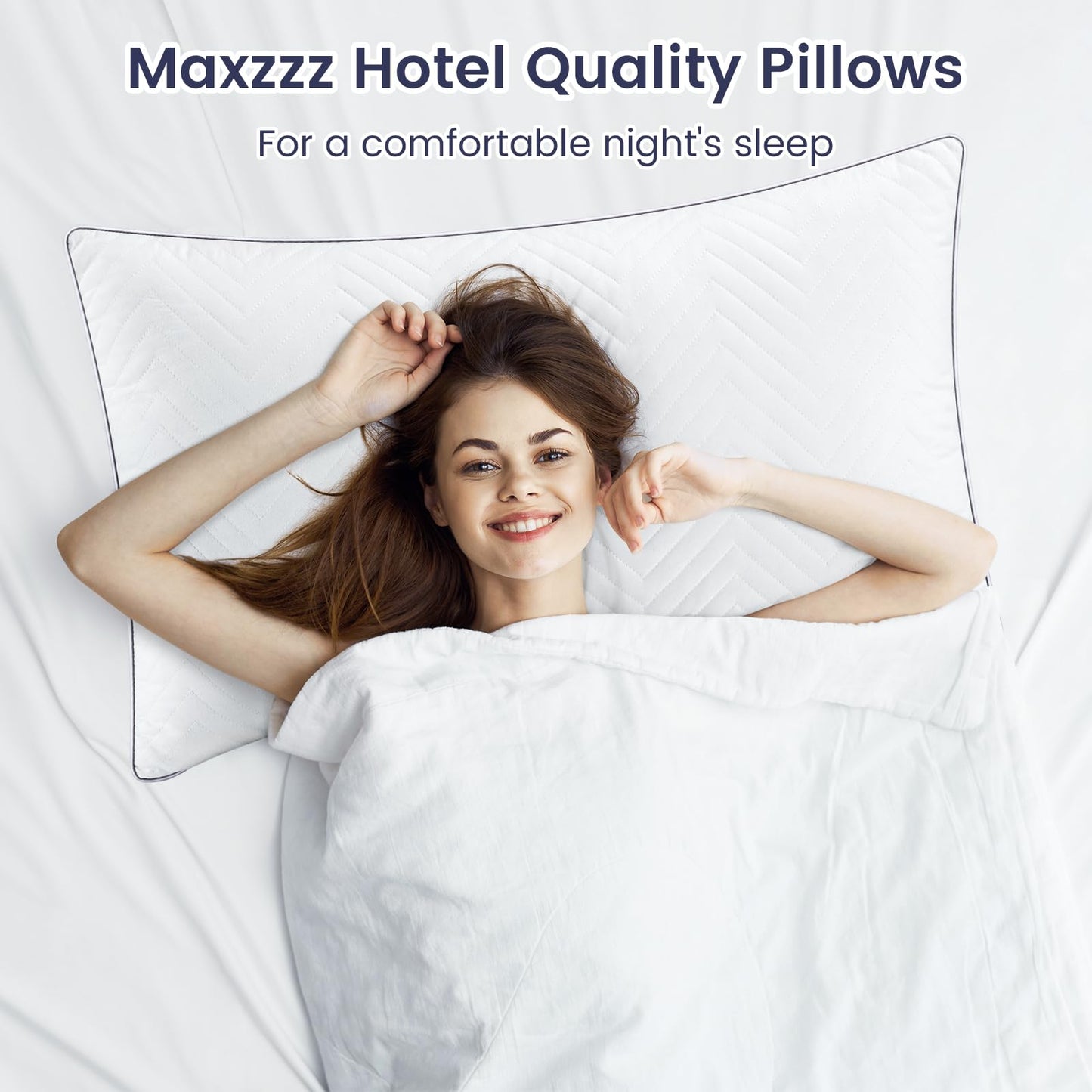 Maxzzz Fluffy Queen Bed Pillows Set of 2