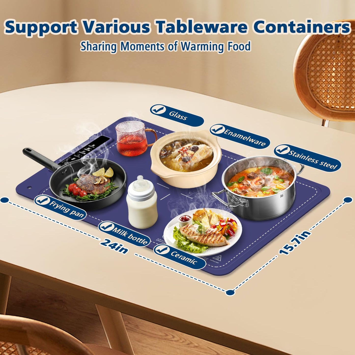 Electric Food Warming Tray with 4 Temperature Settings