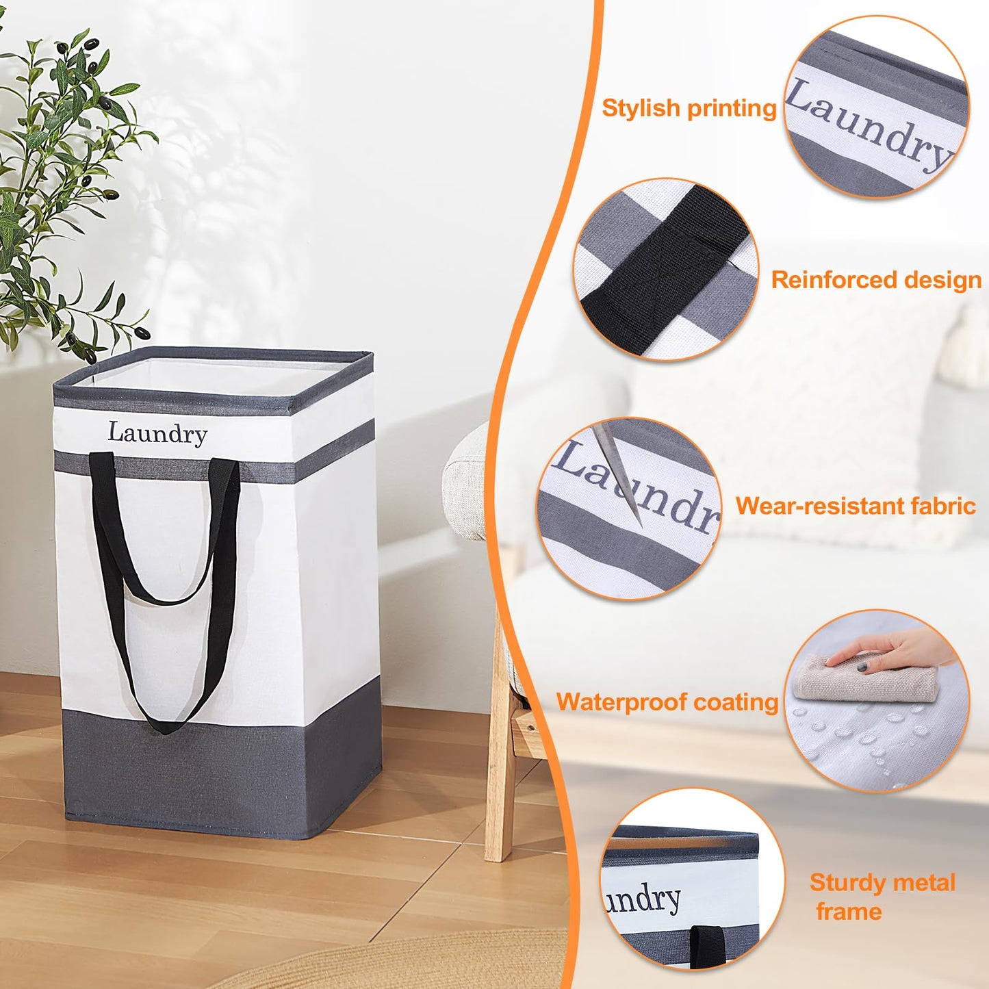 2 Pack Laundry Baskets with Carry Handles