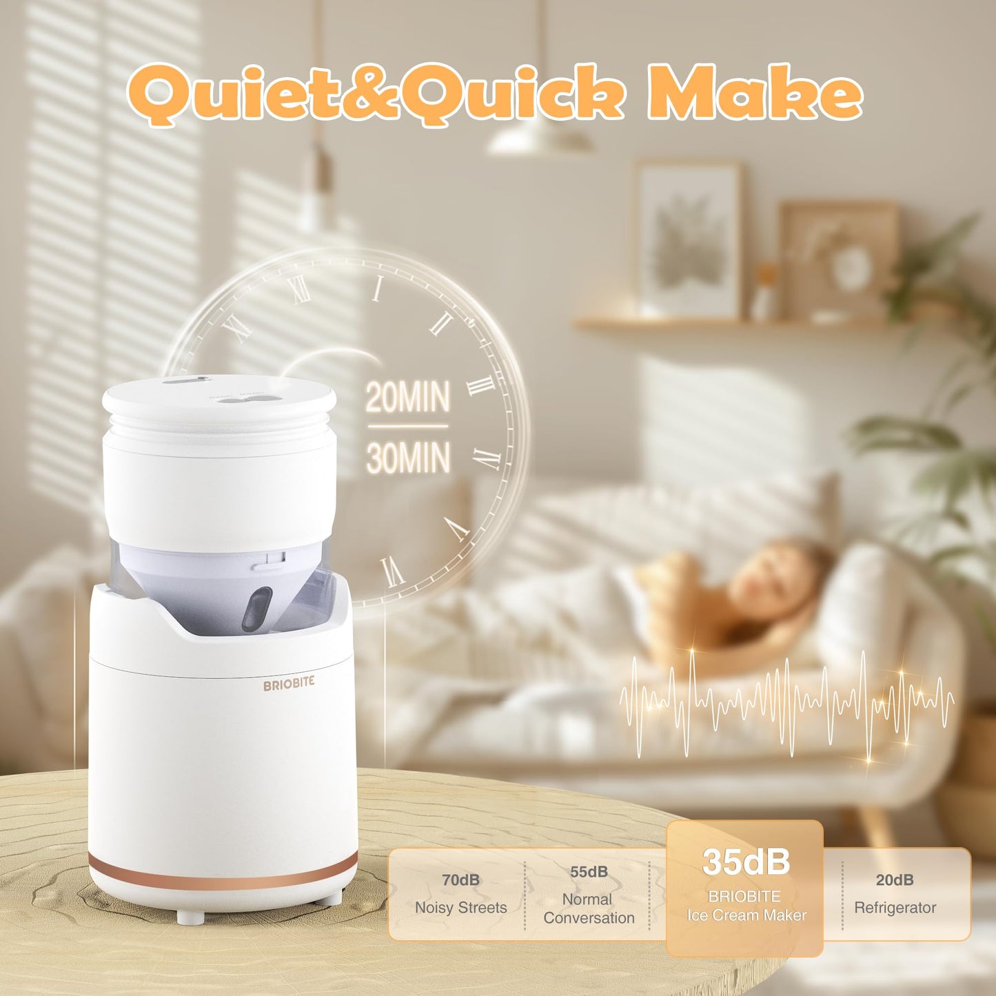 BRIOBITE Compact Electric Ice Cream Maker