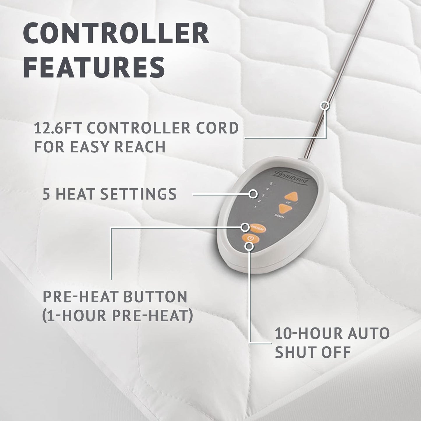 Beautyrest Heated Mattress Pad with 5 Heat Settings