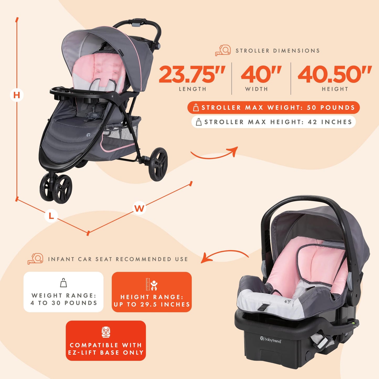 Baby Trend EZ Ride Travel System with Infant Seat