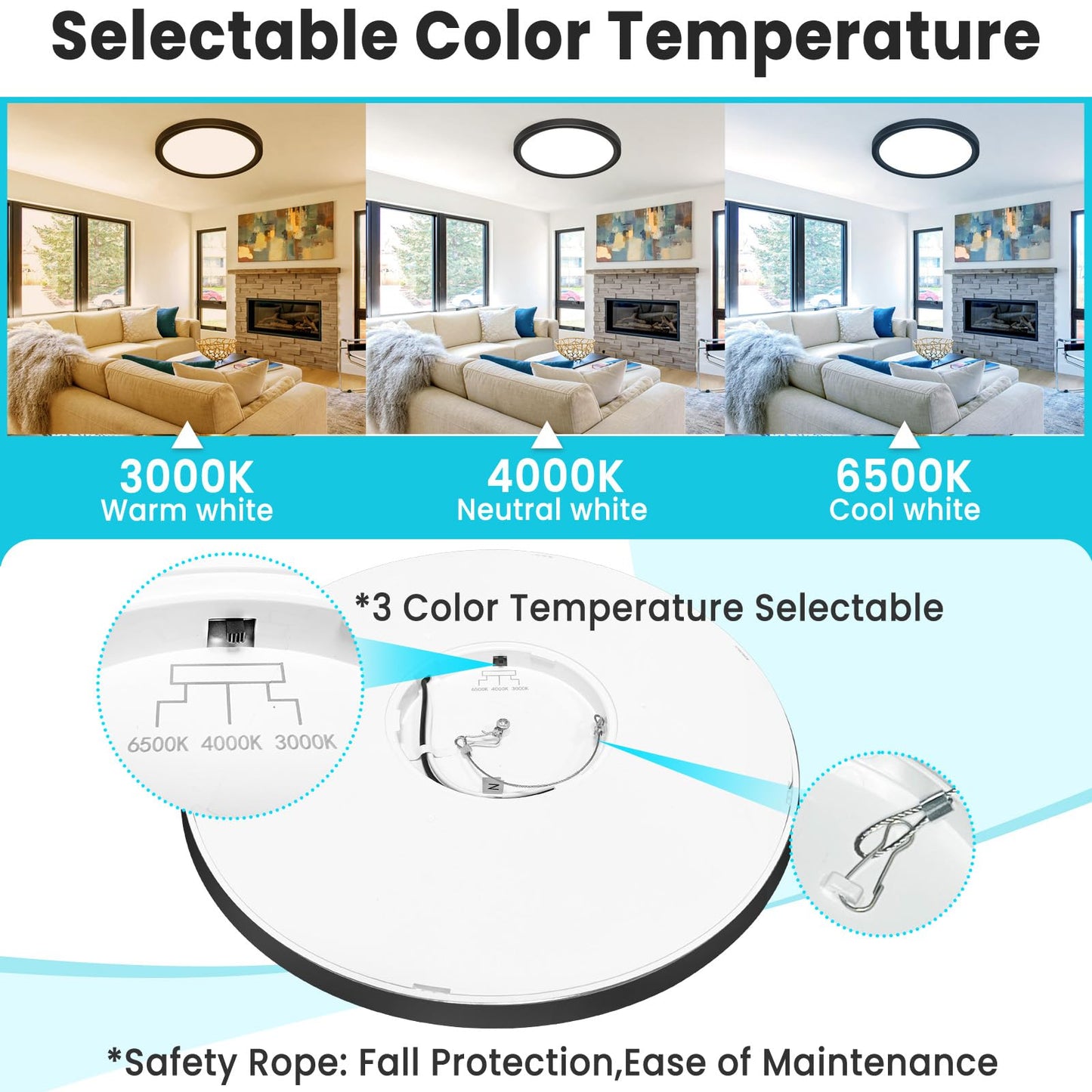 Flush Mount LED Ceiling Light, 6 Pack, 28W