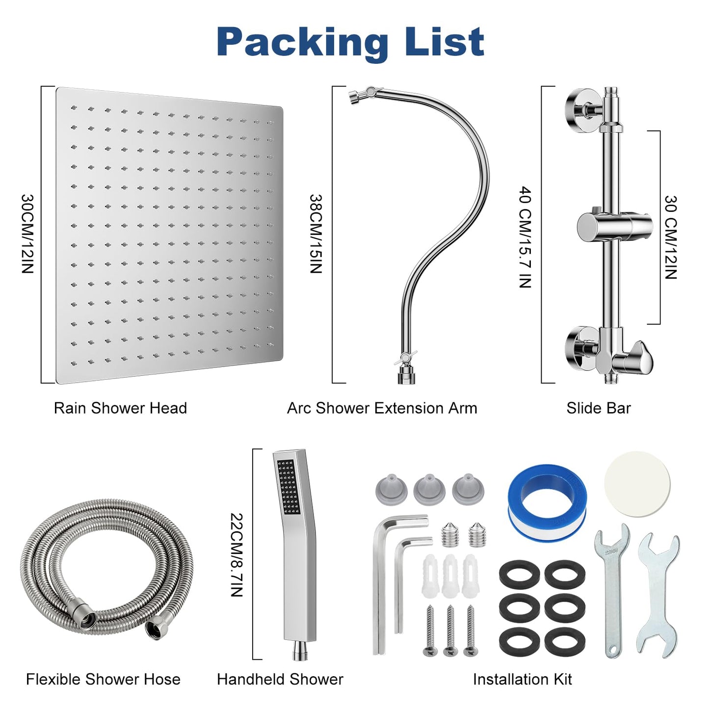 NERDON 12'' Rainfall Shower Head Combo with Handheld
