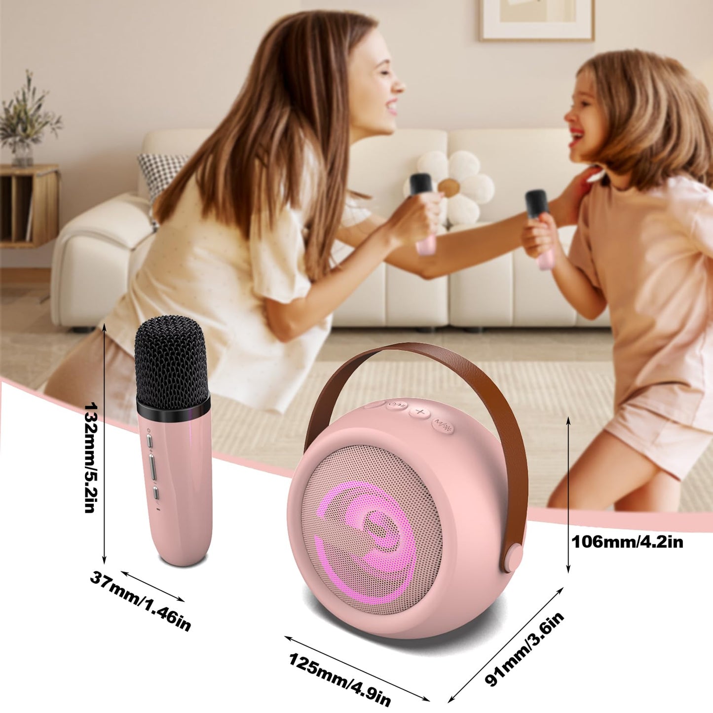 Kids Karaoke Machine with Wireless Microphone - Pink
