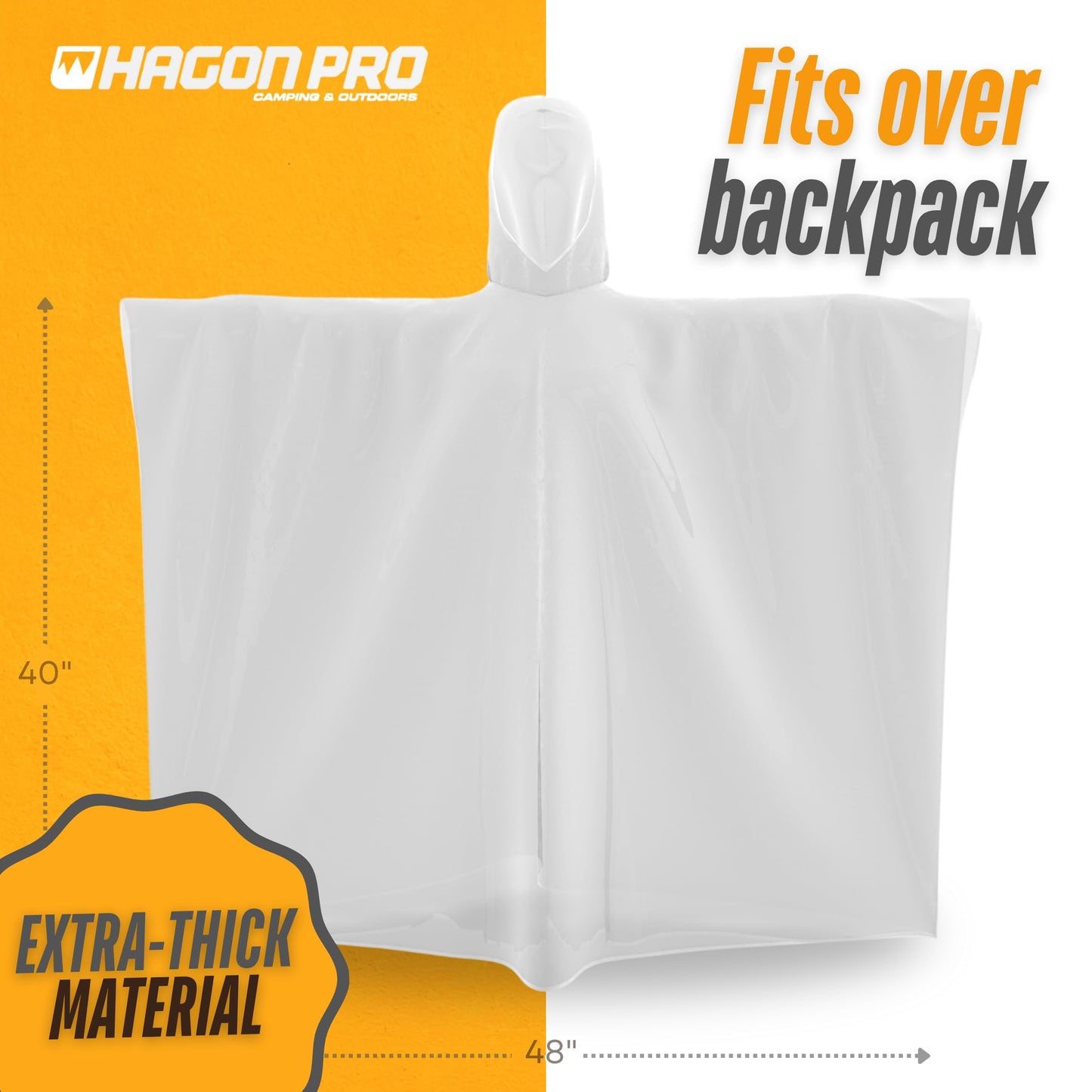 5 Pack Hagon PRO Disposable Rain Ponchos