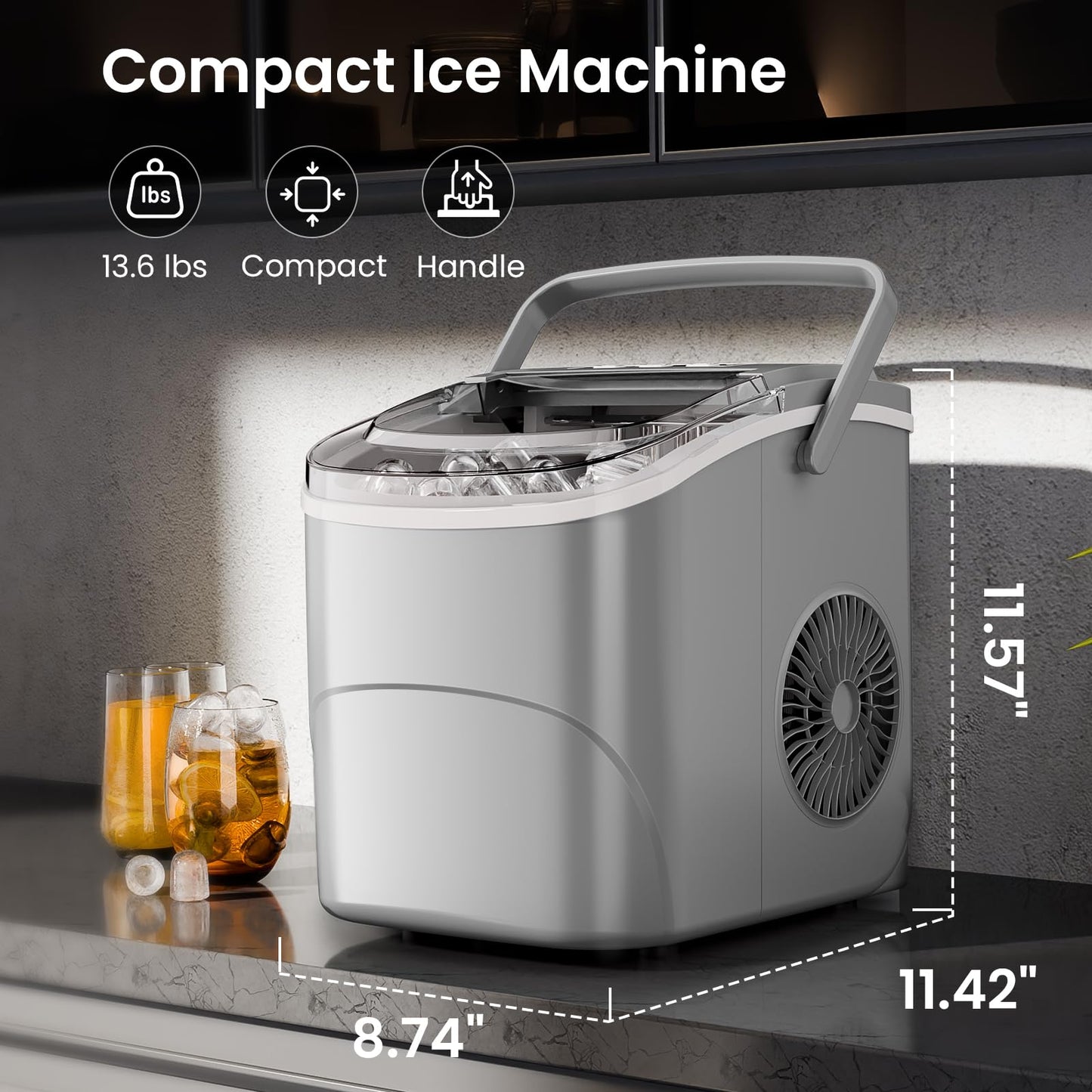 AGLUCKY Portable Ice Maker with Self-Cleaning