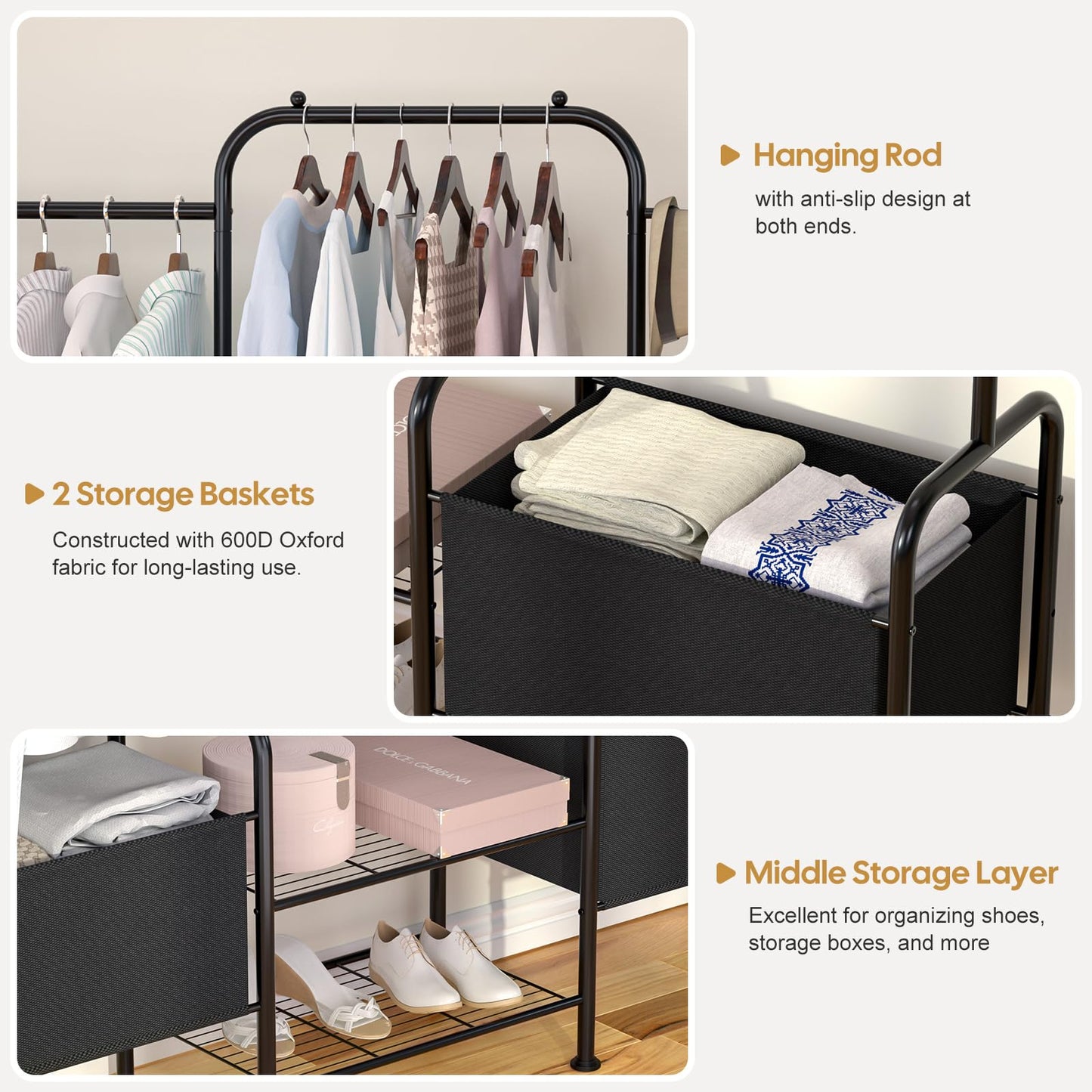Heavy Duty Garment Rack for Clothes Storage