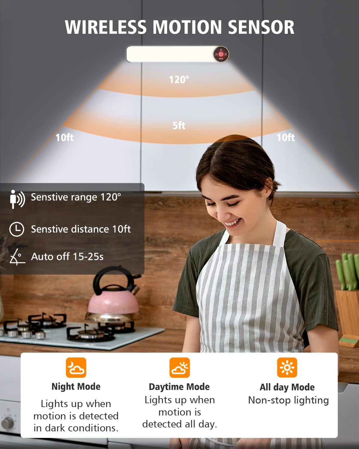 5-Pack LED Motion Sensor Under Cabinet Lights
