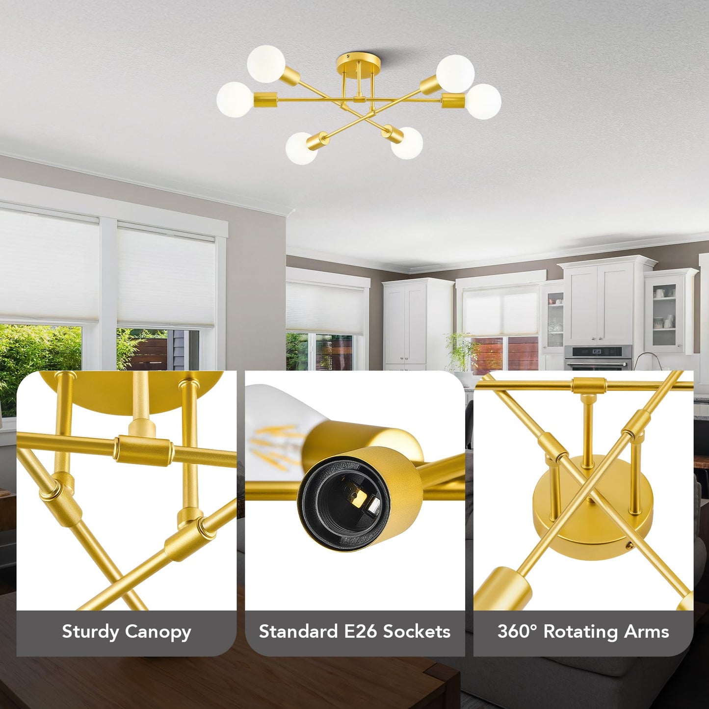 6-Light VONLUCE Flush Mount Ceiling Fixture