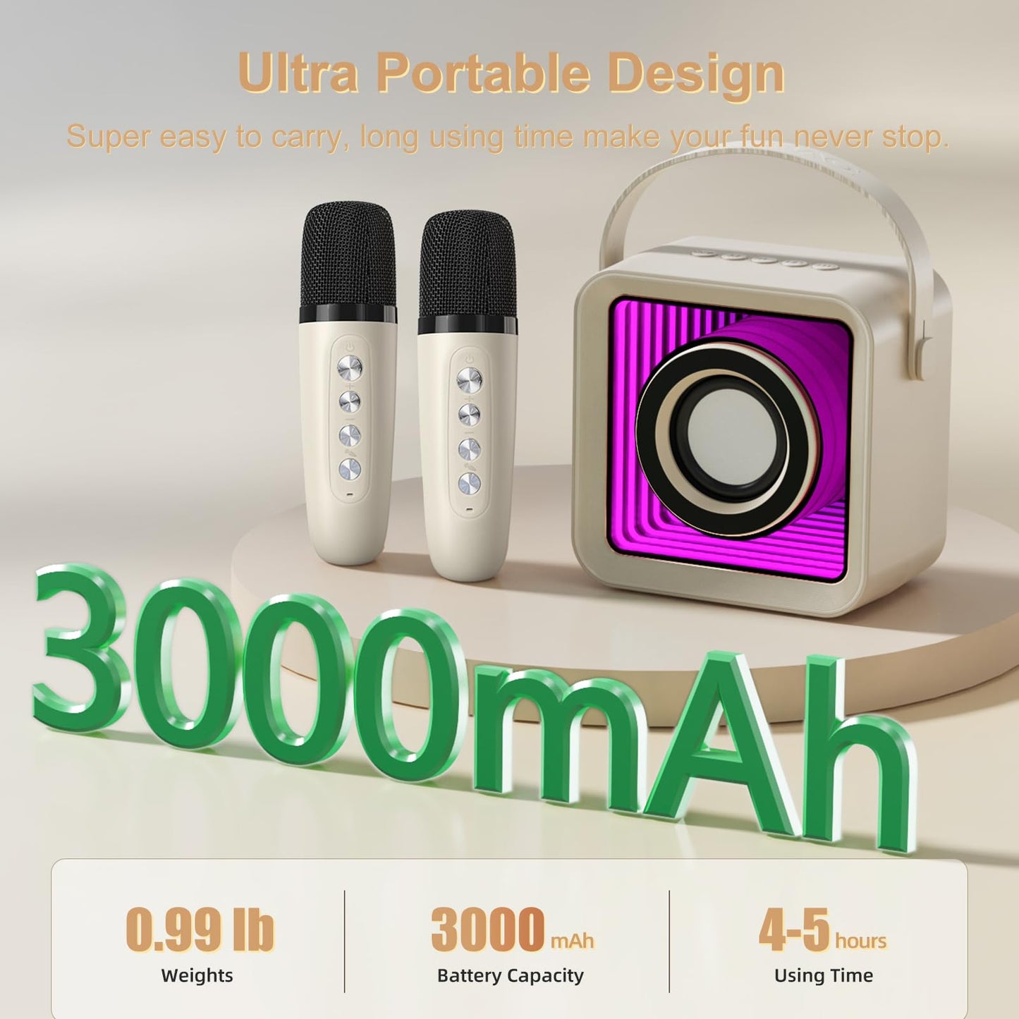 HUABAO Mini Karaoke Machine with 2 Microphones