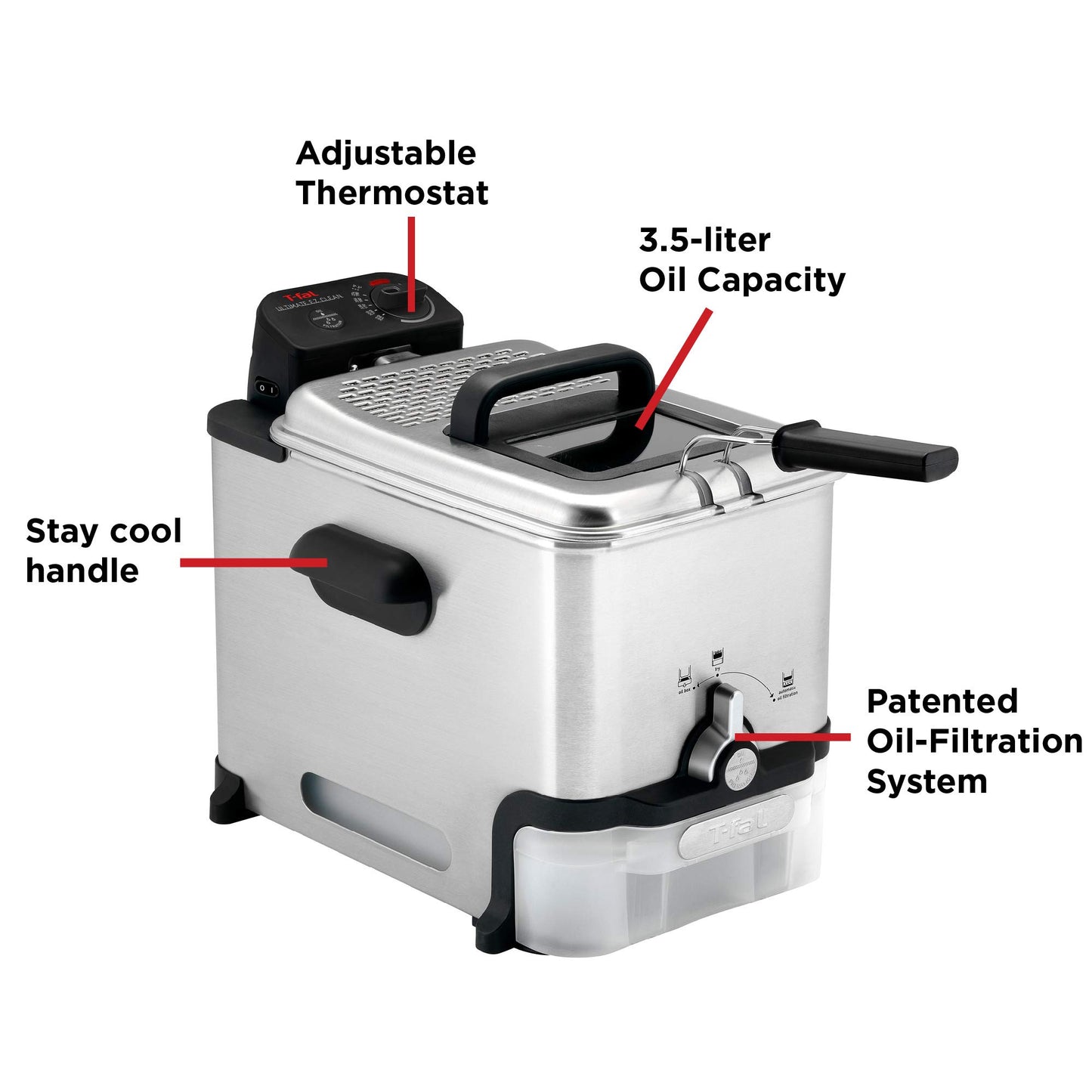 T-fal 3.5L Stainless Steel Deep Fryer with Timer