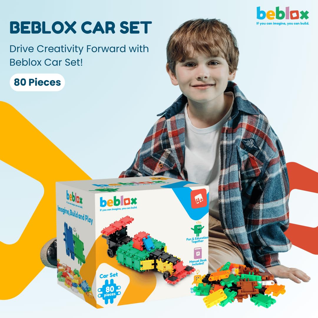 BEBLOX Building Blocks Car Set for Kids