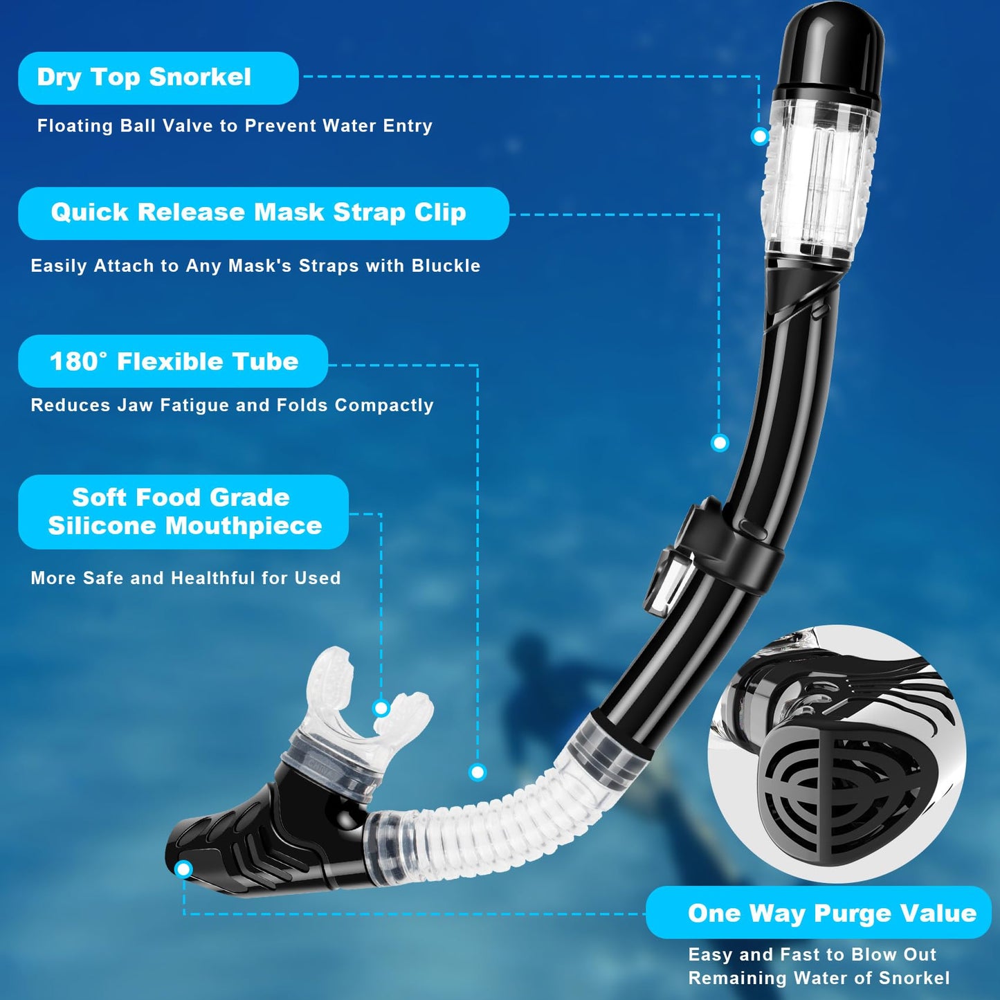 Kids Snorkel Set with Anti-Fog Glass Lens