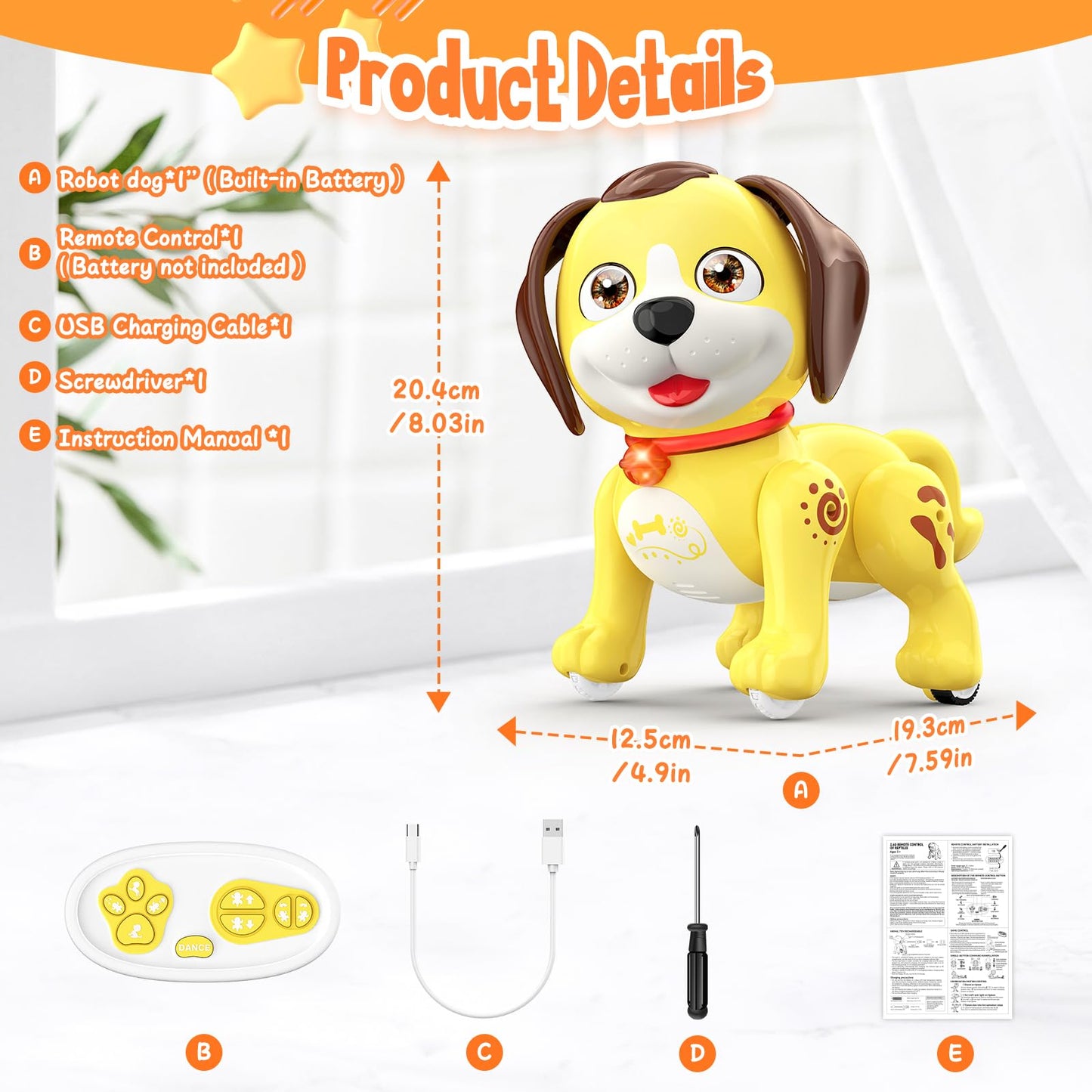 RC Interactive Robot Dog Toy with Music and Dance
