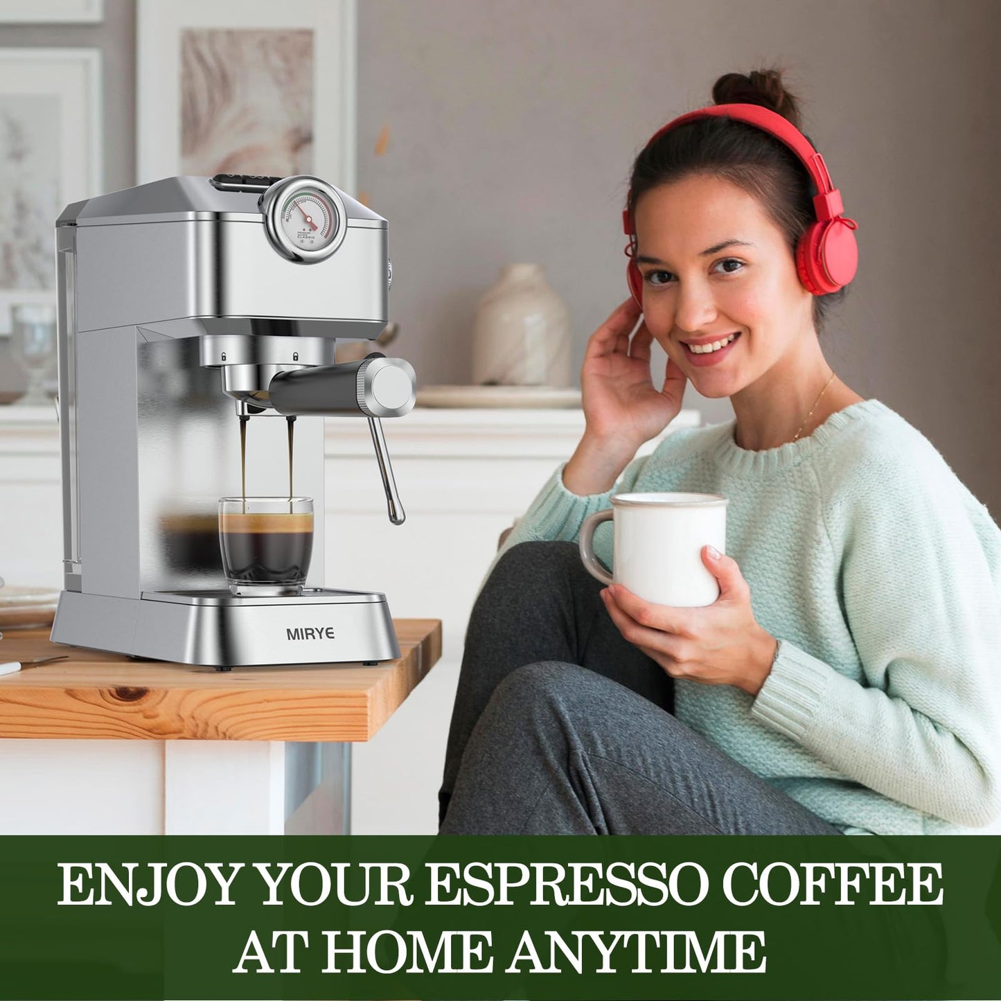 MR MIRYE 20 Bar Stainless Steel Espresso Machine
