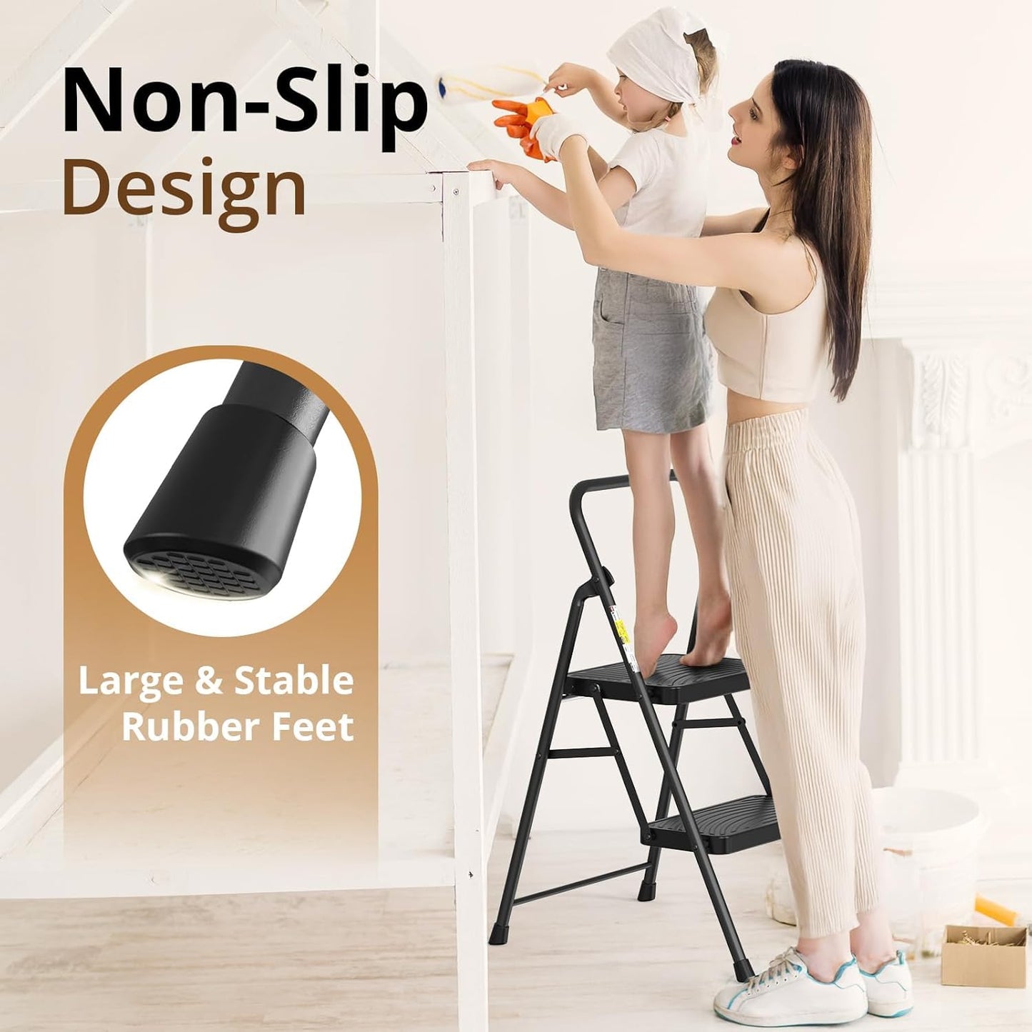 2-Step Ladder with Anti-Slip Pedals