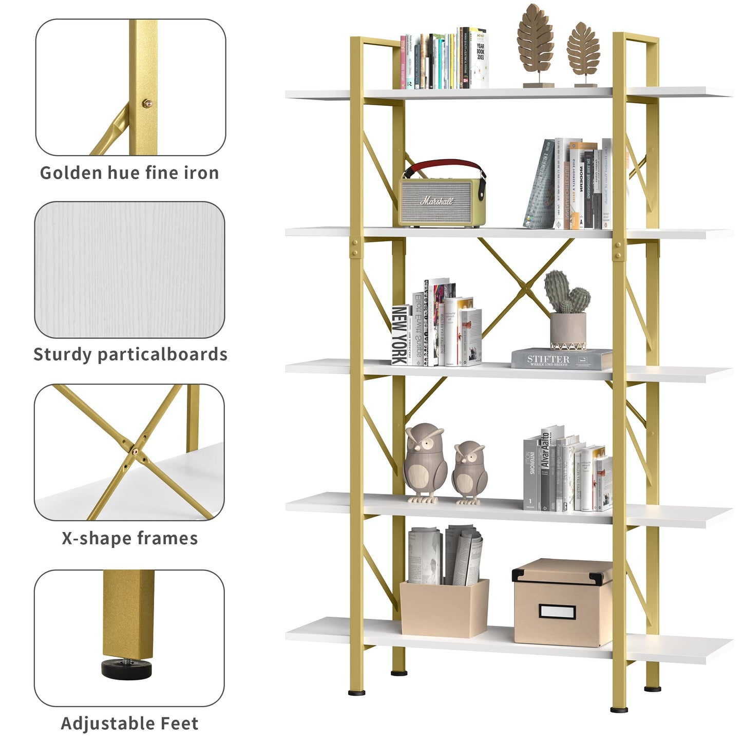 5-Tier YITAHOME Modern Bookshelf for Home Office