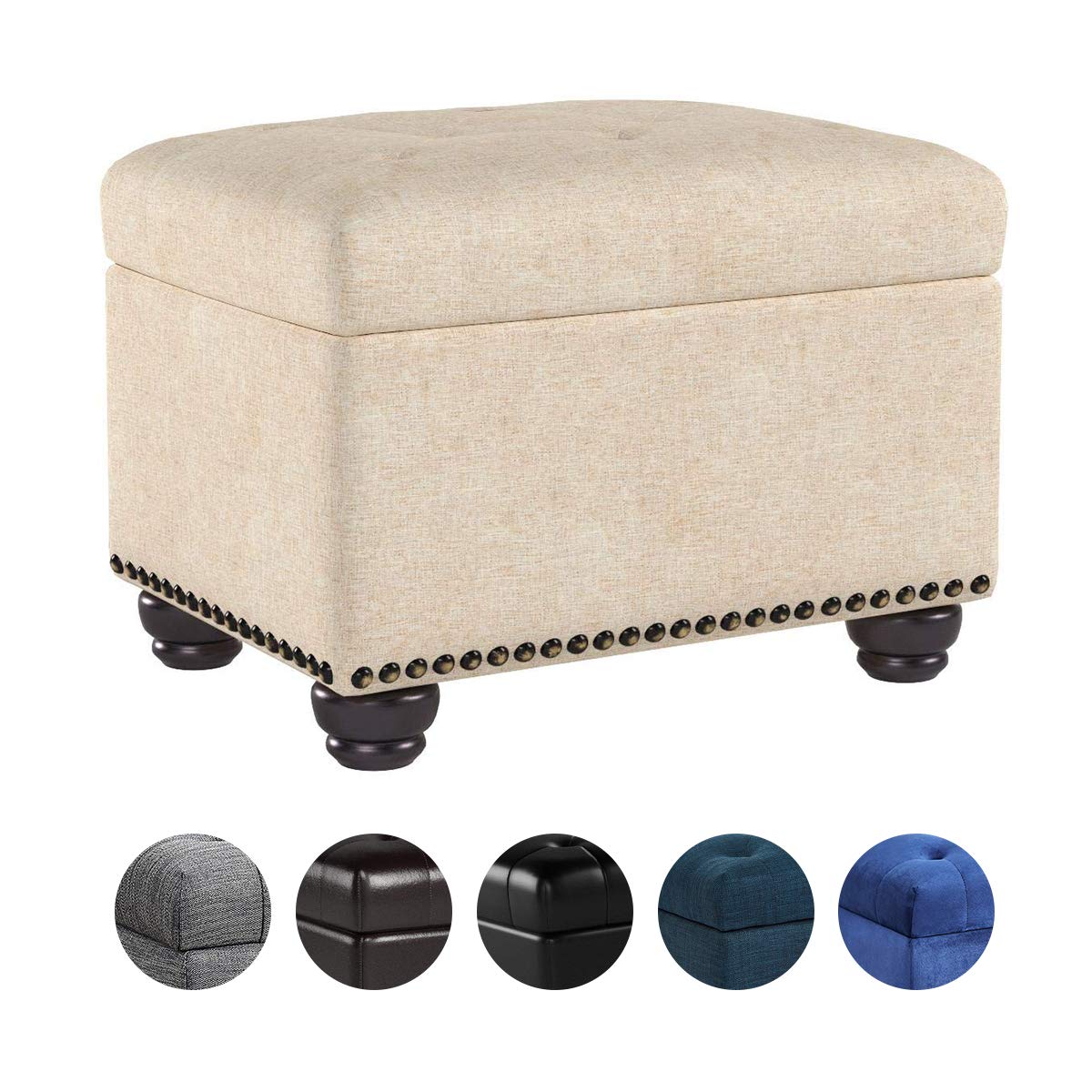 Modern Linen Upholstered Storage Ottoman by FIRST HILL