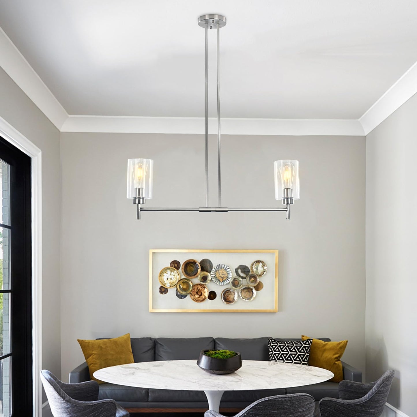 Modern 2-Light Chandelier for Kitchen Island