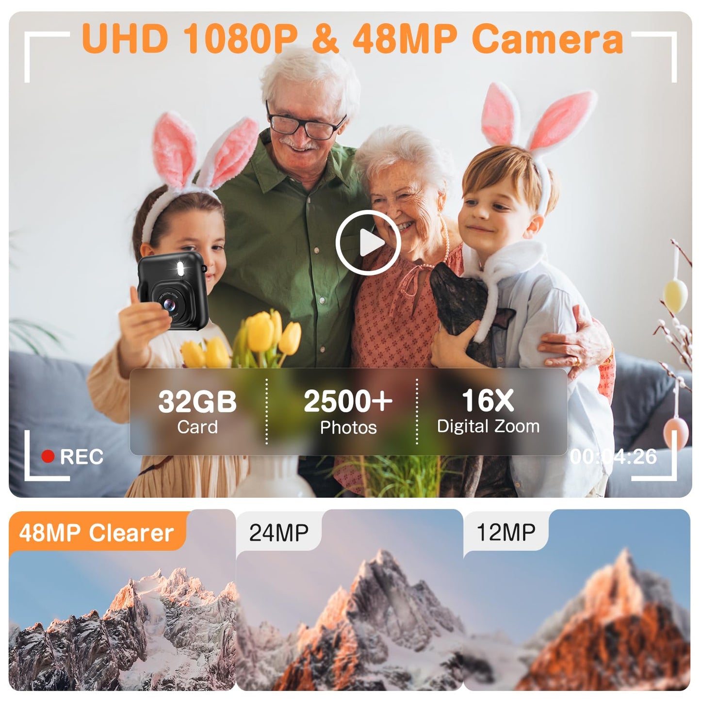 Kids Instant Print Camera with Dual-Lens 48MP