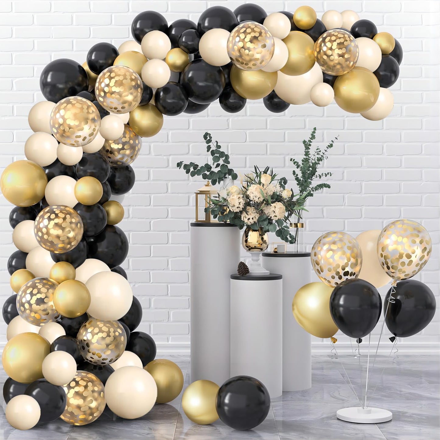 Gold Black Balloons Arch Kit for Parties