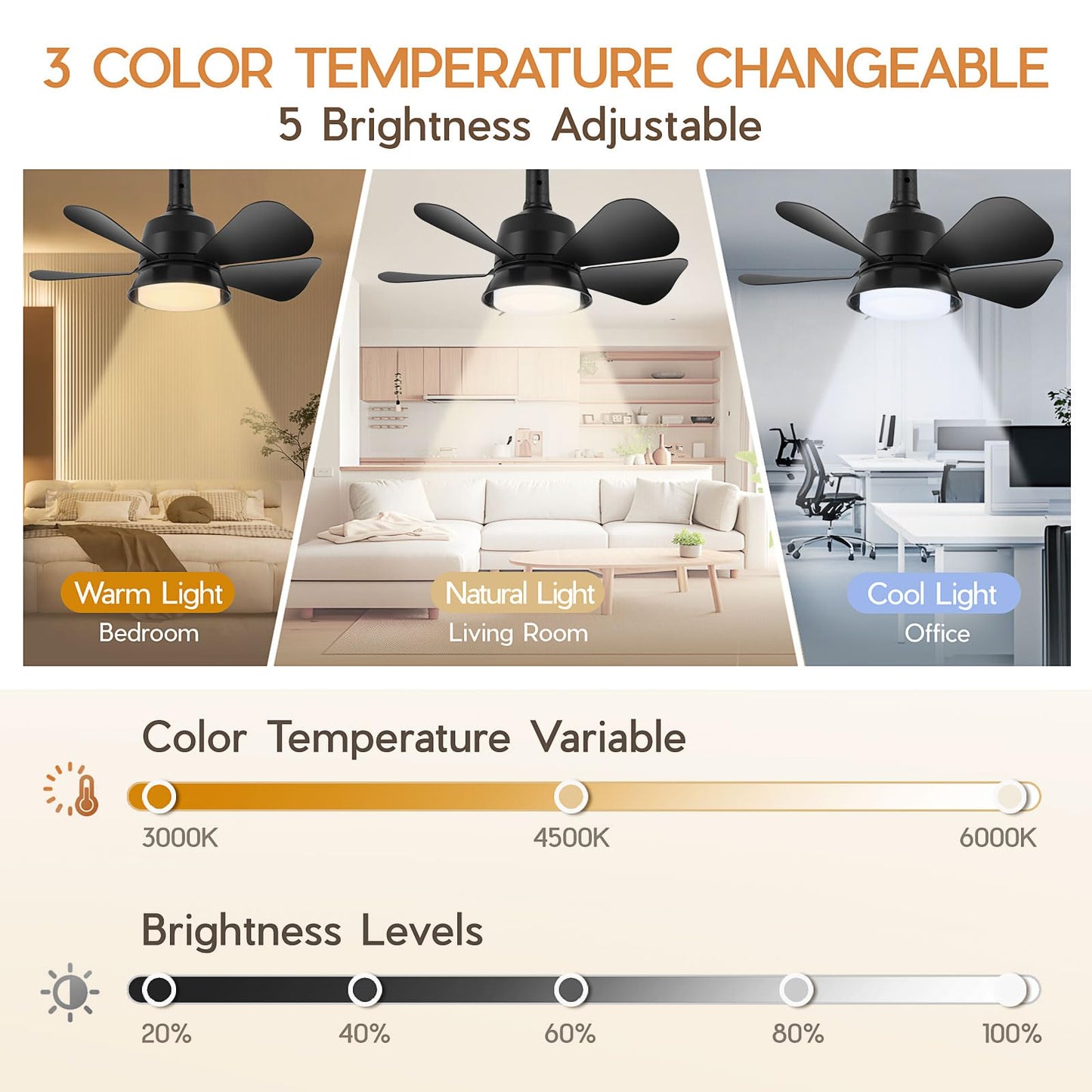 Dimmable Ceiling Fan with Light and Remote