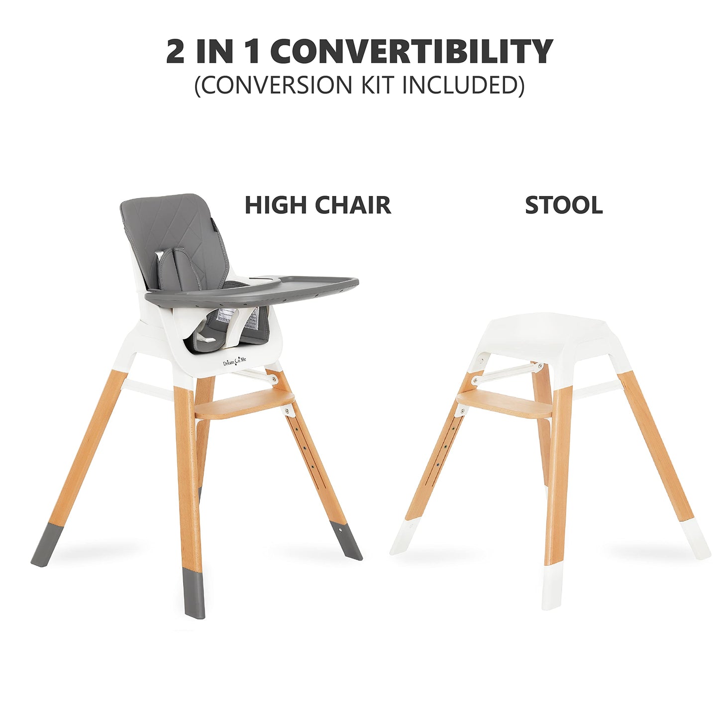 Dream On Me Compact High Chair in Light Grey