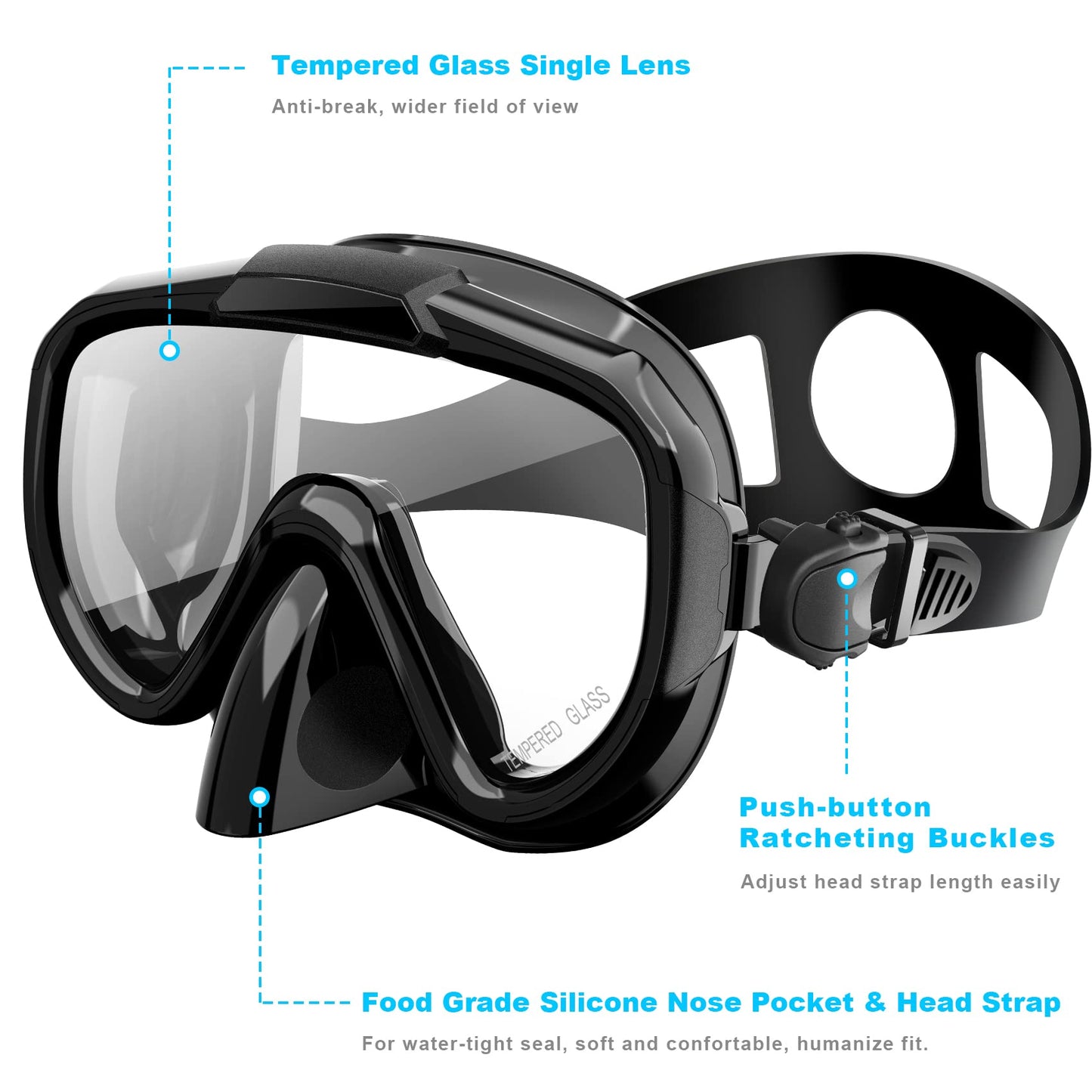 Kids Snorkel Set with Anti-Fog Glass Lens