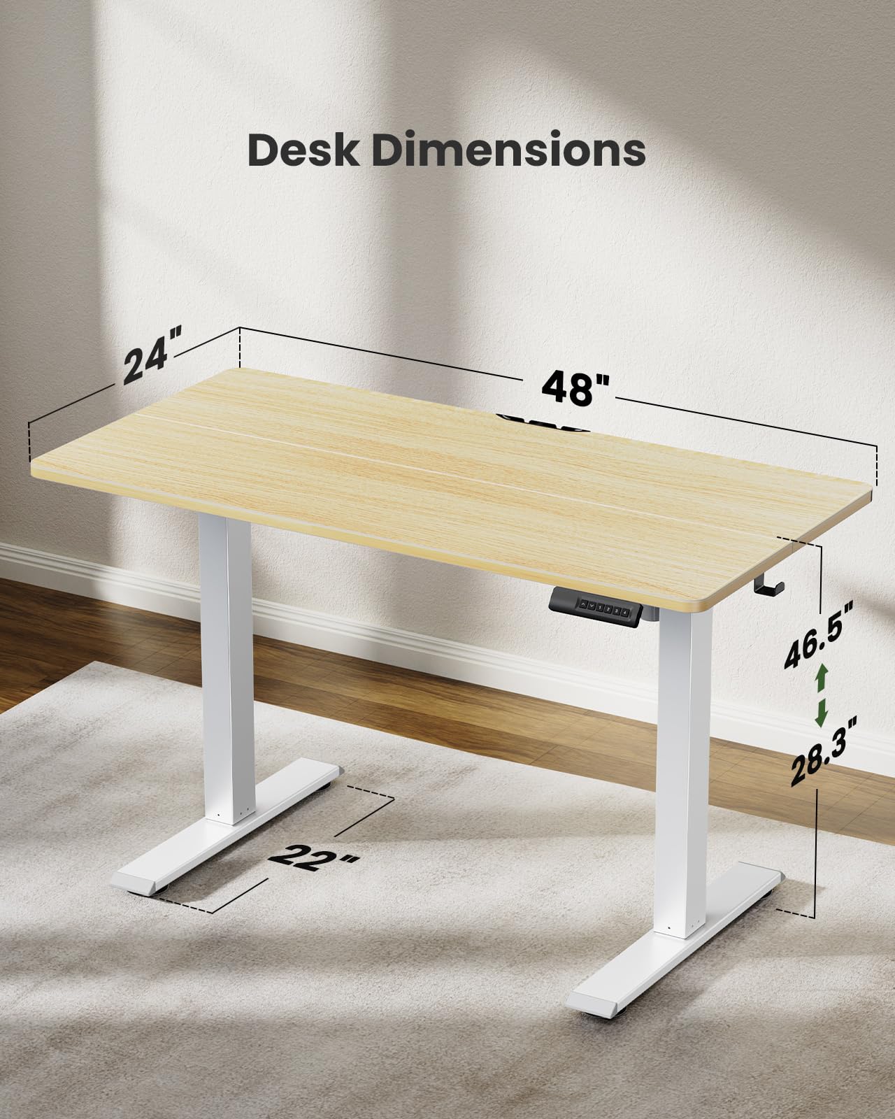 Marsail Electric Standing Desk with LED Lighting