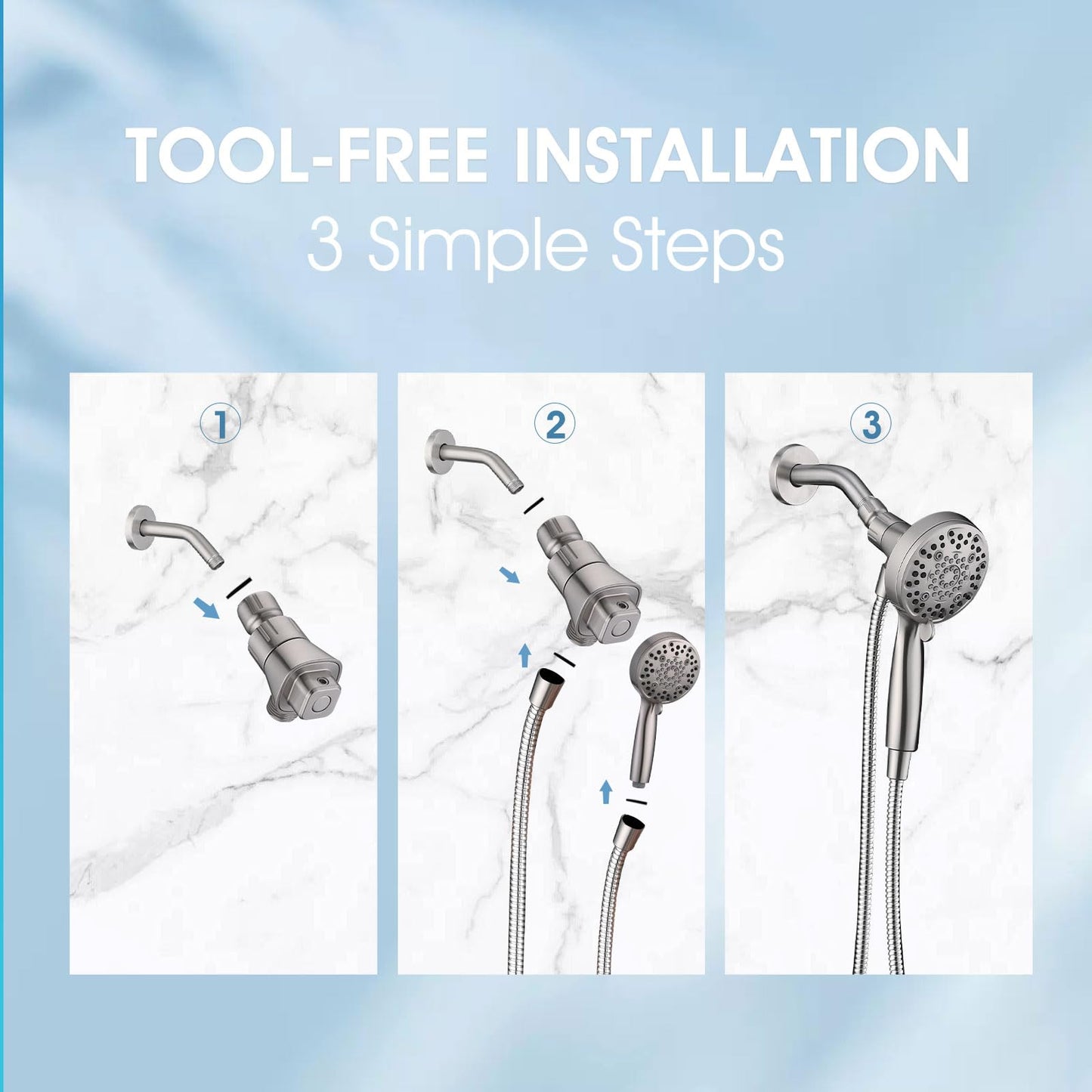 High Pressure Handheld Shower Head with 6 Settings