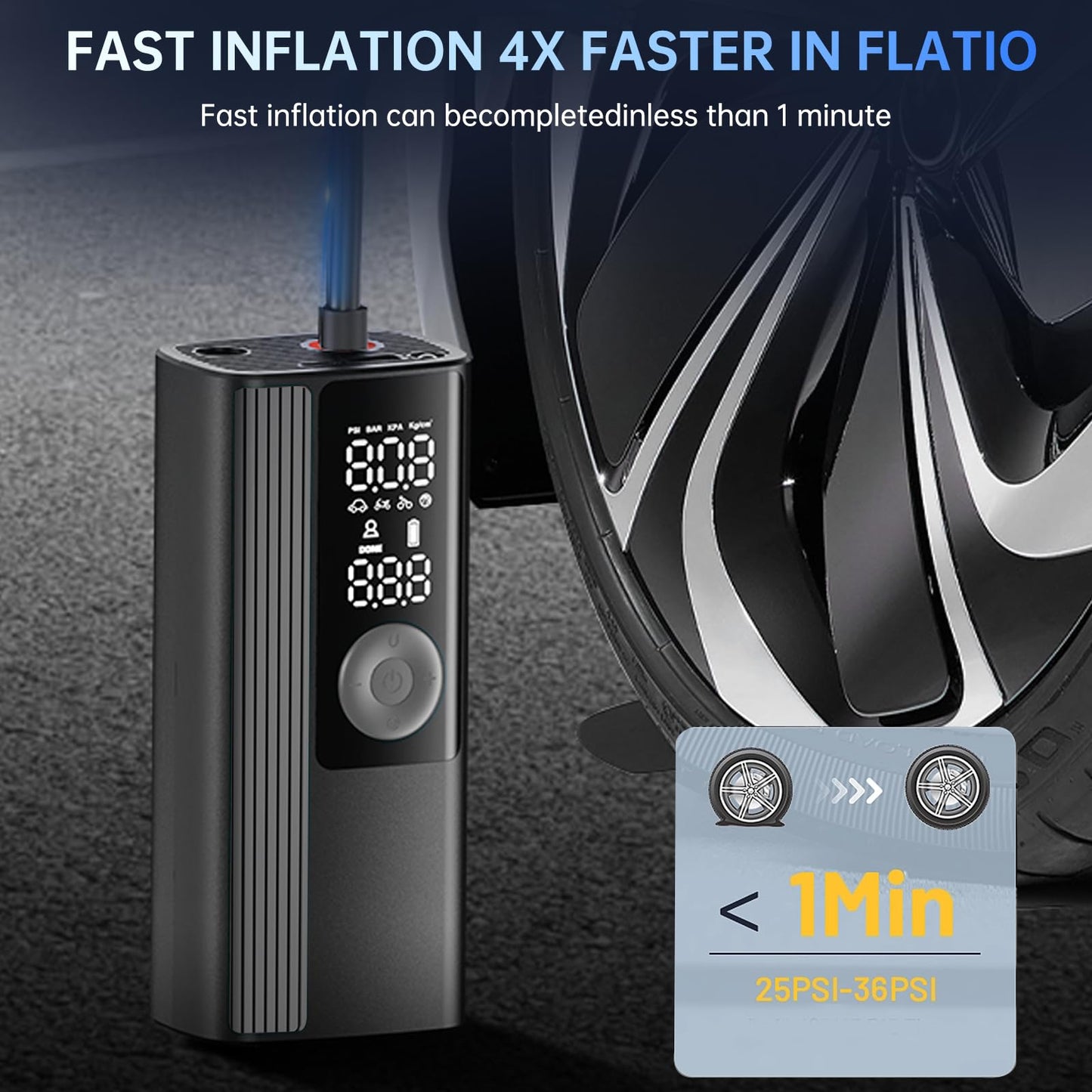 Portable 150 PSI Tire Inflator with Digital Gauge