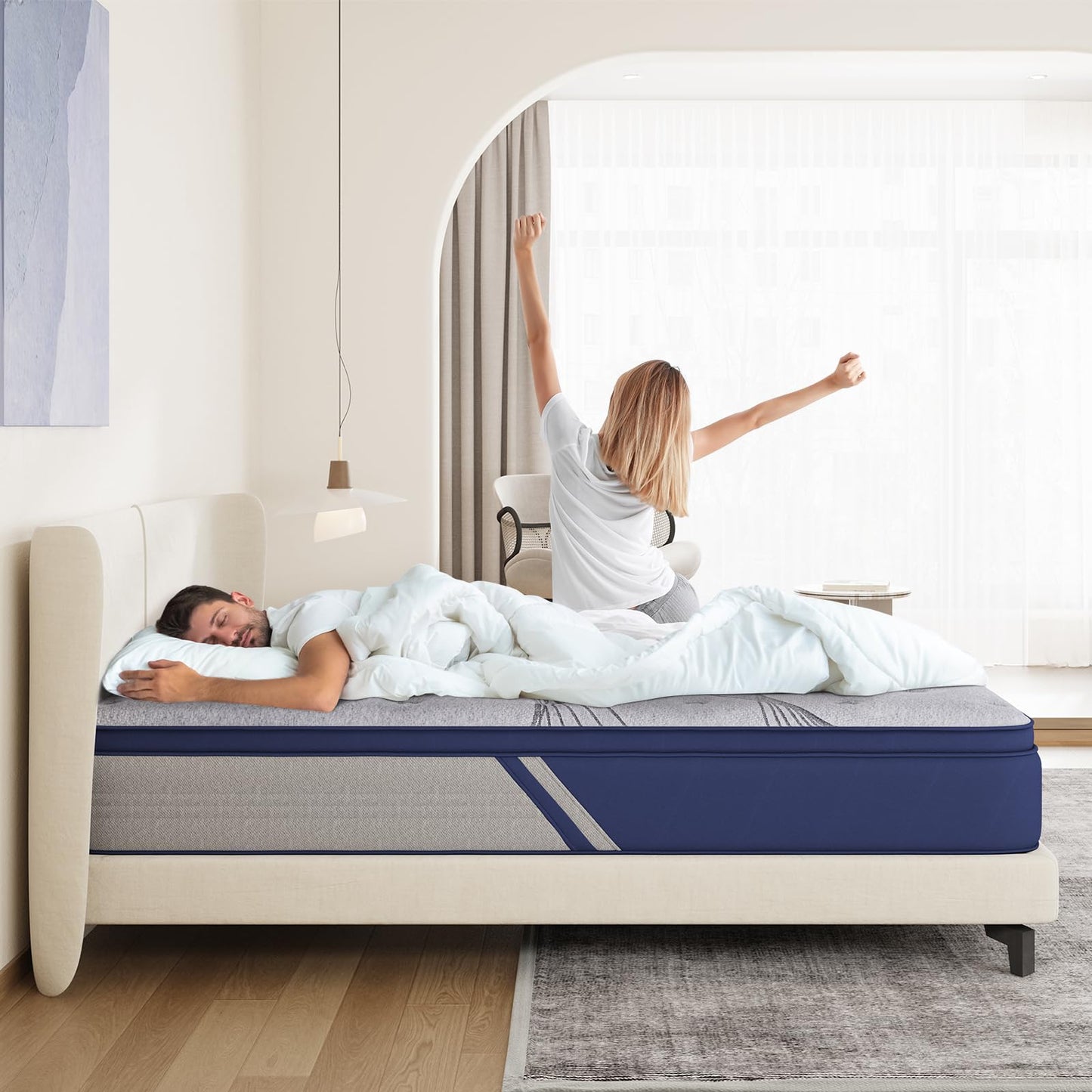 Avenco Mattress Full Size, 12 Inch Full Mattress Hybrid, Medium Firm Full Mattress in a Box for Pressure Relief and Sound Sleep, Wrapped Coils and CertiPUR-US Foam, Soft Breathable Fabric
