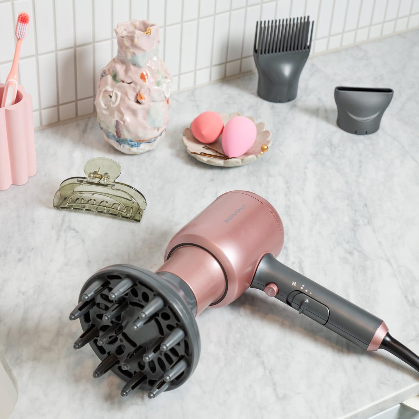 Ionic Hair Dryer with Diffuser for Curly Hair