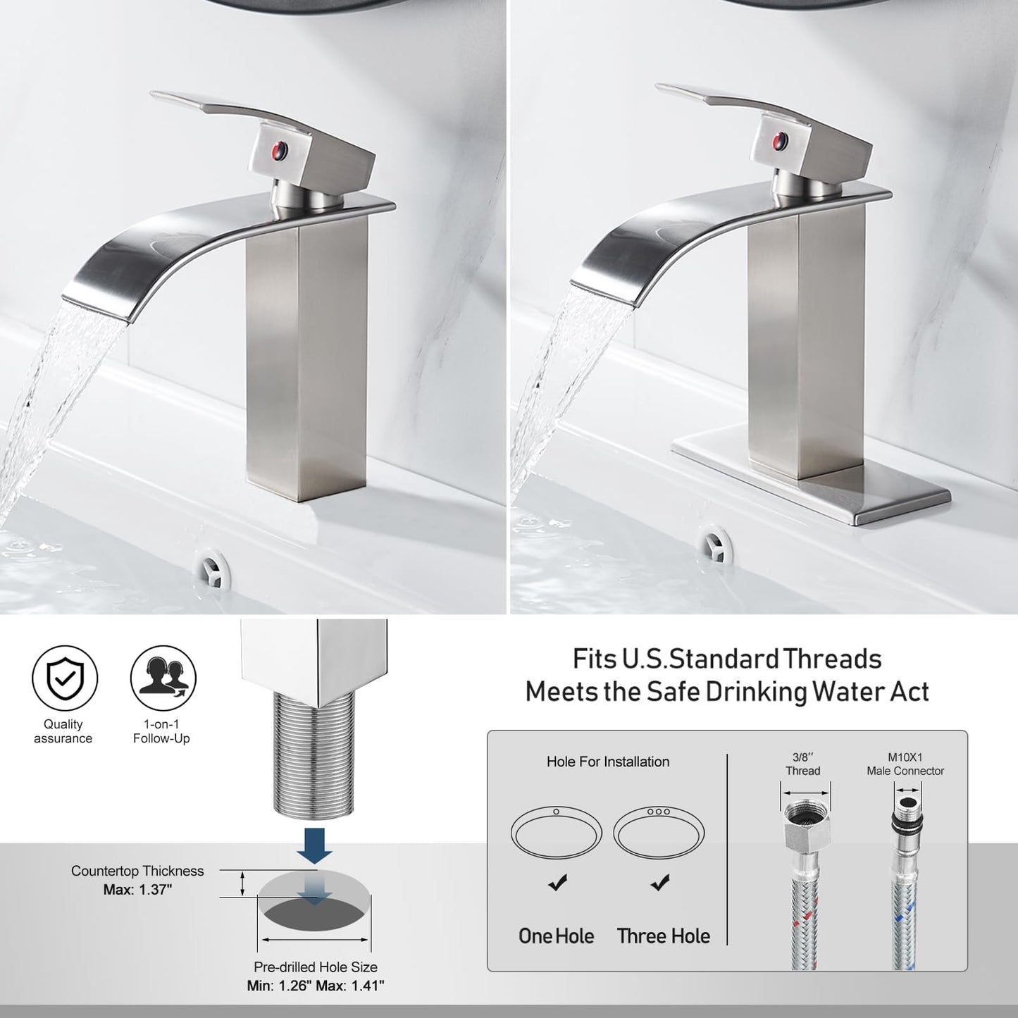 Brushed Nickel Single Handle Bathroom Faucet