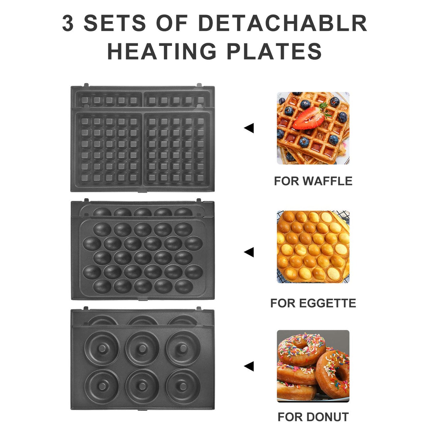 Interchangeable Baking Plates for Doughnuts and Waffles